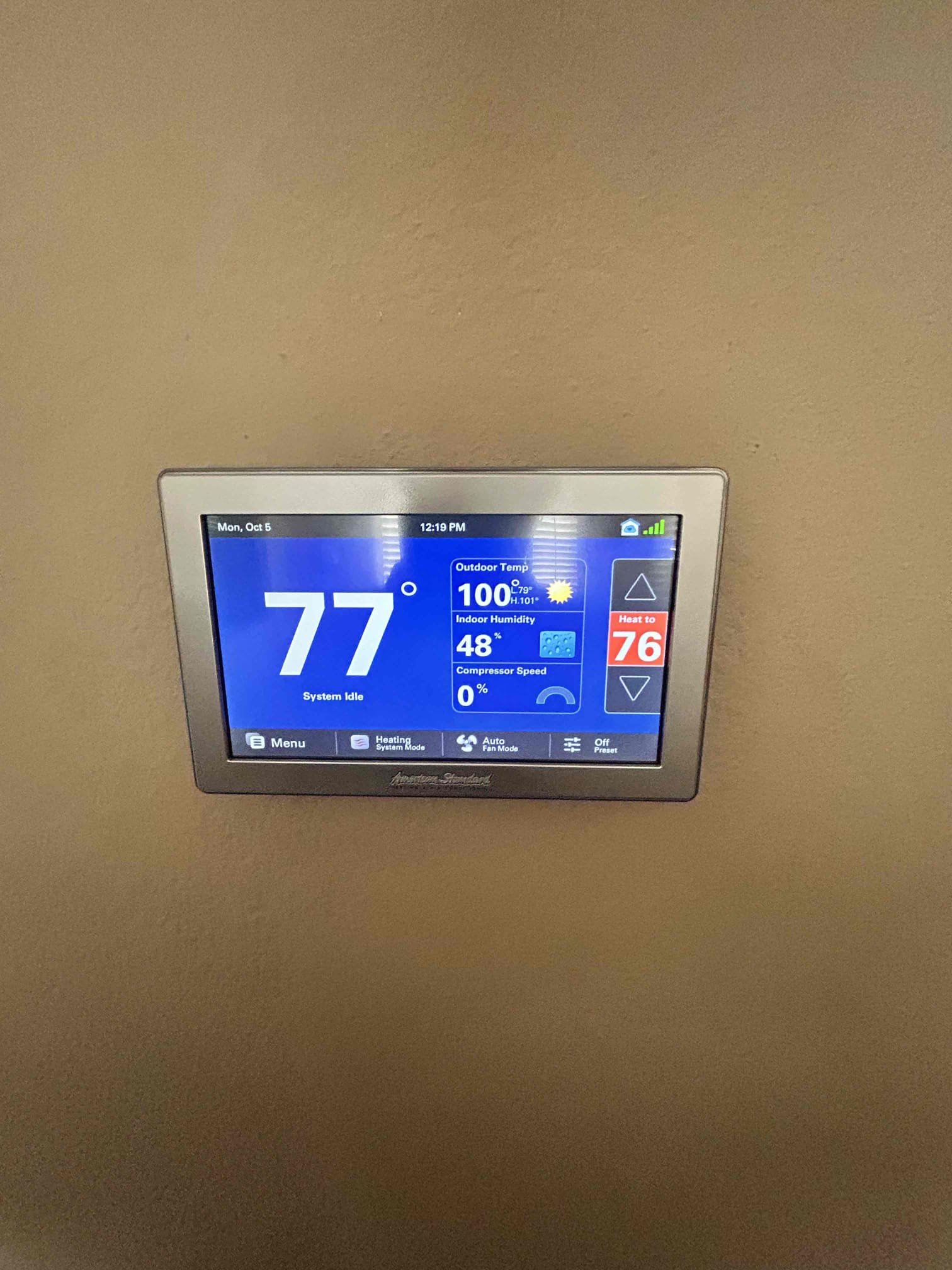 Performed annual maintenance on two American Standard split-system heat pumps, one 3-ton and one 4-ton.

* Inspected and serviced both systems.
* replace 16x25 n 20 x 25” filters located in the attic. Attic access points are located through the garage and hallway.
* Checked both 1050-series thermostats. Verified heating and cooling operation and confirmed both systems are reaching their respective set points.
* Both thermostats were checked and showed no active alerts.
* Inspected system operation, ramps, ductwork, and airflow. No collapsed ductwork or significant issues were observed.
* Verified airflow and confirmed the condensate drain lines were cleared and draining properly.
* Cleaned and serviced the mini-split filters and coils.
* Cleared and cleaned the outdoor unit/condenser terminals and surrounding area.

Condensate Drain Concern:
Customer stated that the secondary condensate drain line continues to discharge water. Cleared the secondary drain line as much as possible, and t