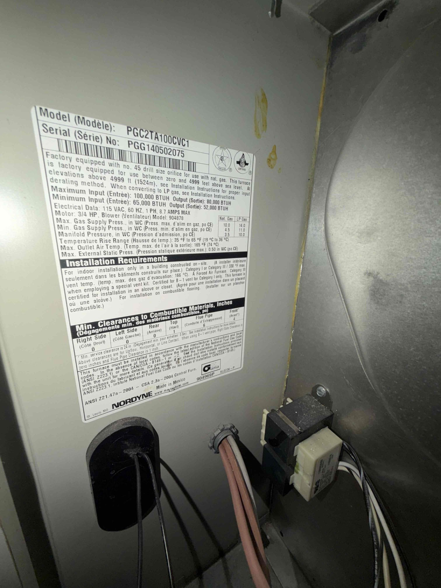 Performed an indoor safety maintenance on a carrier furnace, Filters located in filter rack, fau located in hallway  up flow, changed 1 20x25 filter, flushed condensation line, on fau followed sequence of operation, checked for amperage and voltage, checked for blower speed, check for any loose connections, check for temperature rise, everything within range also cleared dust accumulated   inside electrical component. System is working within specification in heating at the time of maintenance.