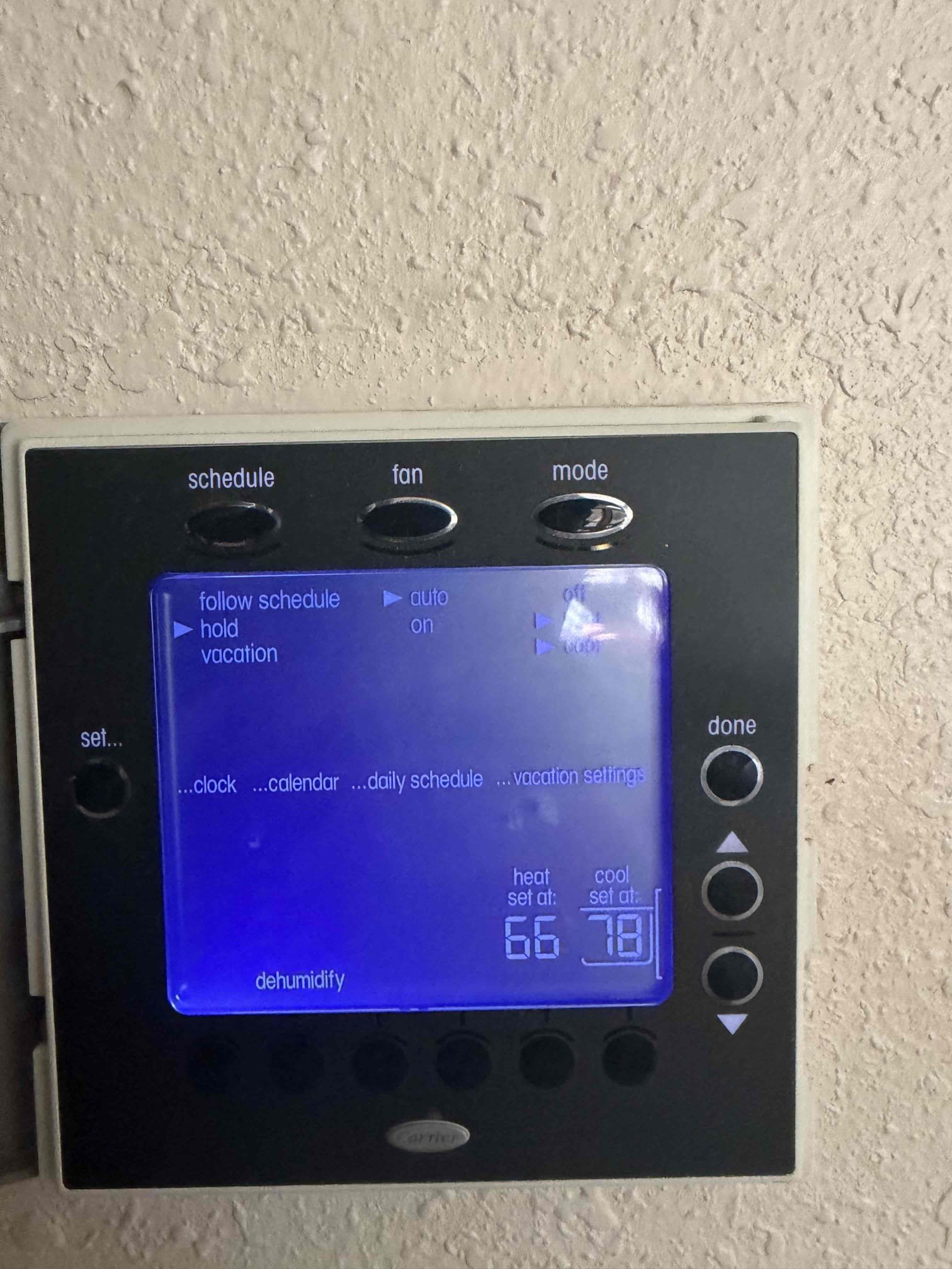  Performed an indoor safety maintenance on a carrier furnace, Filters located in filter rack, fau located in hallway  up flow, changed 1 20x25 filter, flushed condensation line, on fau followed sequence of operation, checked for amperage and voltage, checked for blower speed, check for any loose connections, check for temperature rise, everything within range also cleared dust accumulated   inside electrical component. System is working within specification in heating at the time of maintenance.