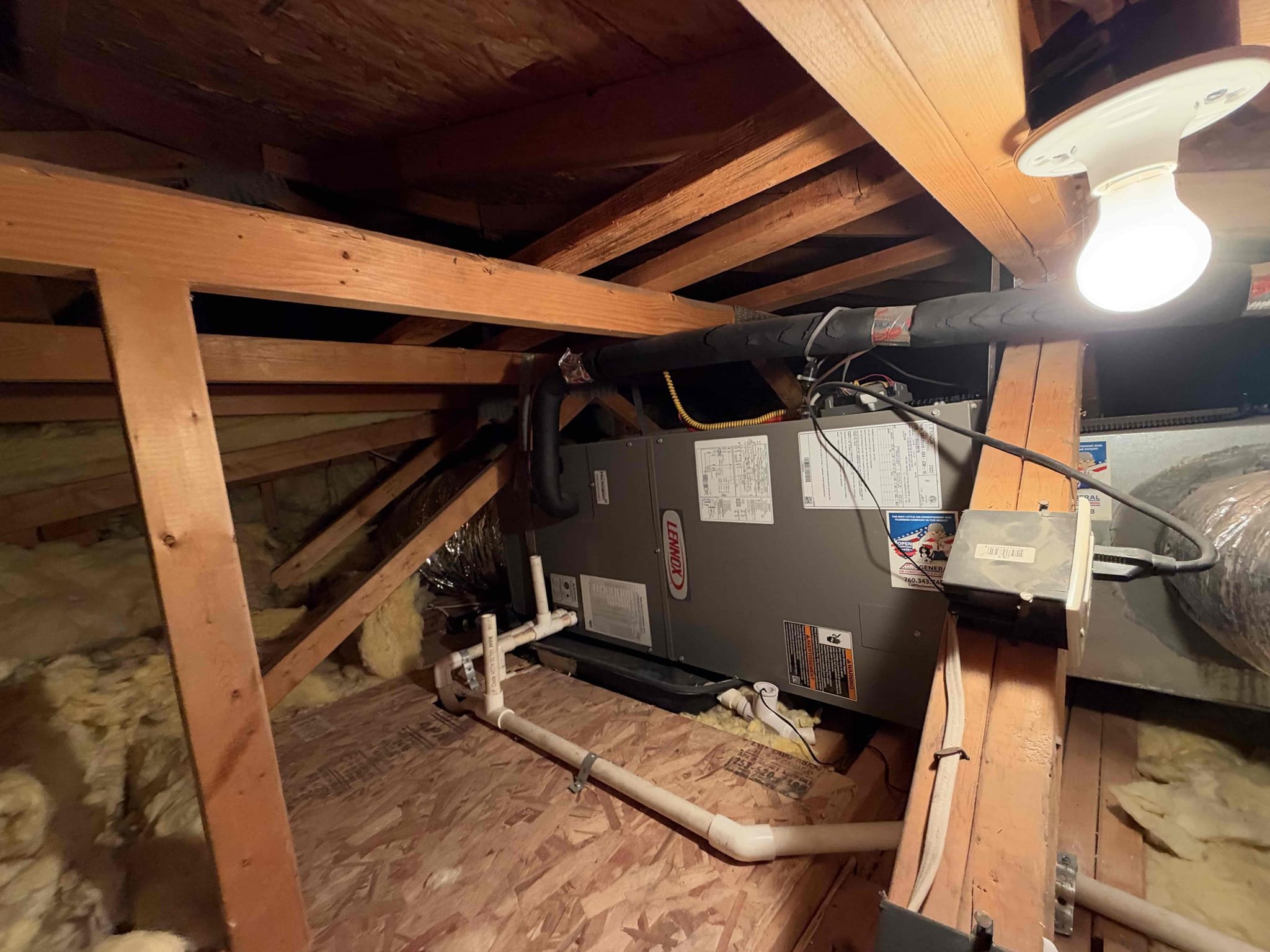 Maintenance on two Daikin horizontal heat pumps one 3 ton and one 2.5 ton and one Lennox 2 ton horizontal heat pump. 12x30 filter located in master bedroom and two 20 x 20 filters one by dining room the other by guest room. Condensation lines cleared filters changed. Attic access located in laundry room for both Daikin FAU. Lennox FAU located in master bedroom attic. All three Sensi thermostats working properly. Verified all electrical and safety. Check both system sequences of operation. Checked FAU, Checked compressor amps, checked fan motor amps, checked capacitor, checked disconnect box in fuses, checked Freon and temperature split. Upon maintenance outdoor unit serial number 210083172 capacitor tested bad along with outer unit serial number 1918J50685 also tested bad. Notified client and recommend replace both dual run capacitors. Client agreed and signed estimate. Replaced two dual run capacitors and test system operation. All three systems are working per manufacture spec. Sched