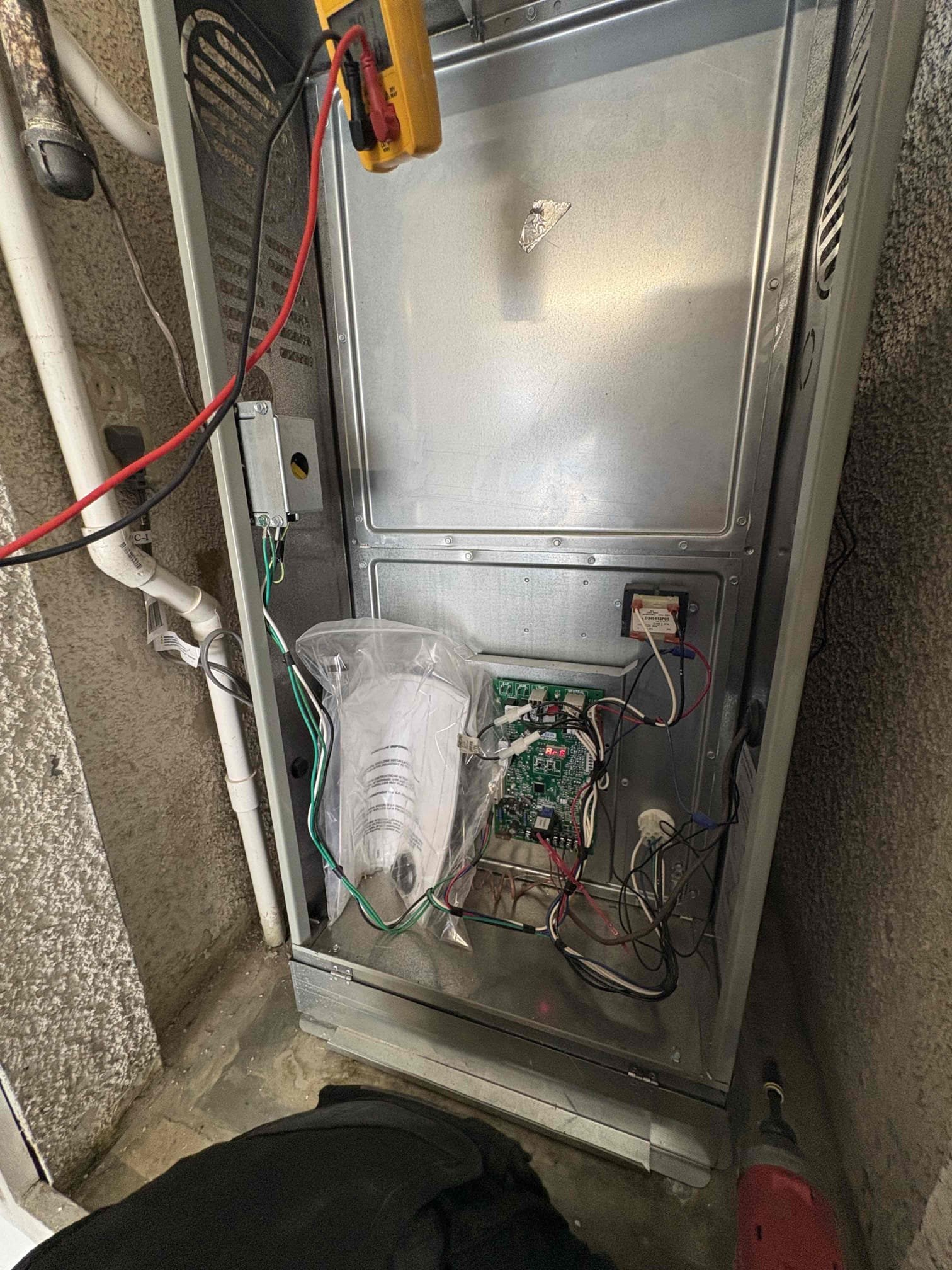 Today’s safety maintenance consisted of one American standard unit located in the garage. I first begin with replacing the 16 x 25 filter to ensure proper airflow can circulate. I clear the condensation line via Jones valve. Thermostat is properly calling for cooling and heating with no alerts. I checked the amps on the unit and I checked the temp supply in the closet of the upflow unit. Overall system is operating to the manufacturer specs. 
Client also received her October gift card