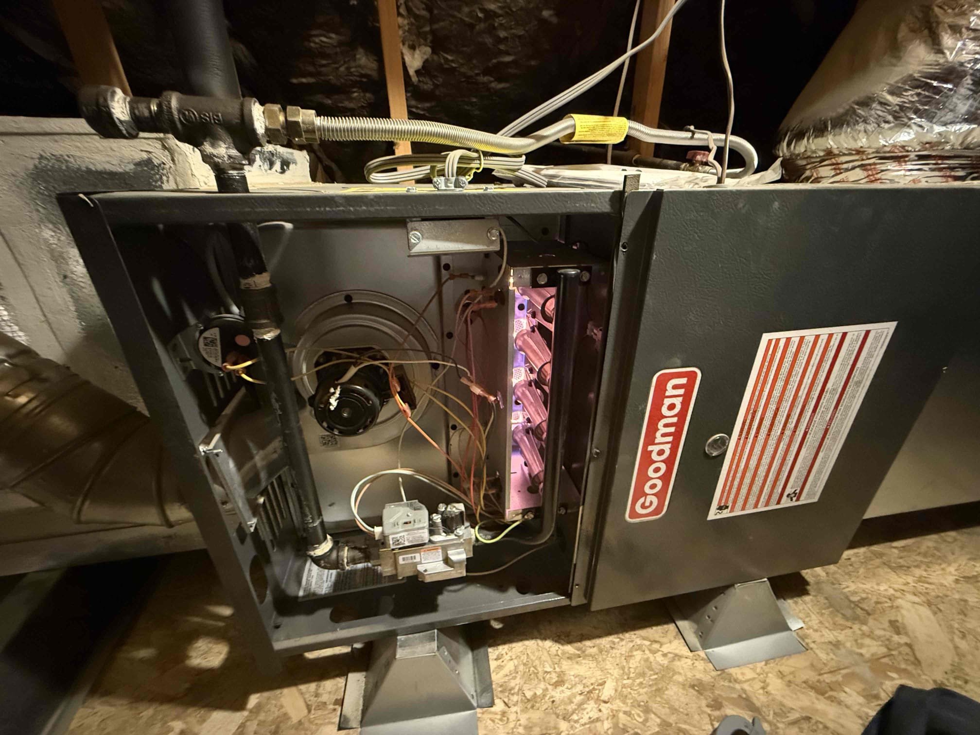 Performed annual heating maintenance on a 2017 Goodman split system. Replaced 2) 16x20 and 20x20 filters. Fau attic access is located in laundry room. Cleaned out burners furnace. Verified heating sequence of operation is working properly according to manufacturer specifications. Checked and detected zero carbon monoxide. Checked temperature rise. Cleared condensation lines. Thermostat checked out operational. System is working properly in heating at this time of service. Gave client Starbucks gift card and Prebooked cooling maintenance on site with client. 