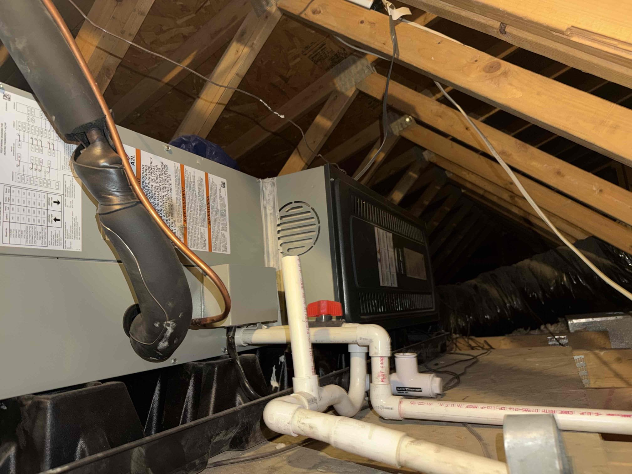 Performed an outdoor safety  maintenance on a 2025 American Standard condenser and a Reehm , condenser located on right side of home, filter located in ceiling, fau located in attic in hallway, changed 20x30 14x30 14x24 filter, flushed condensation line, check for thermostat, on condenser check for amperage and voltage, check for compressor, check for freon level, check for capacitors, check for disconnect box everything within range also clear out dust accumulated inside electrical component area and rinsed condenser coil. System is working within specification in cooling at the time of maintenance. Gave Starbucks Gift Card 
