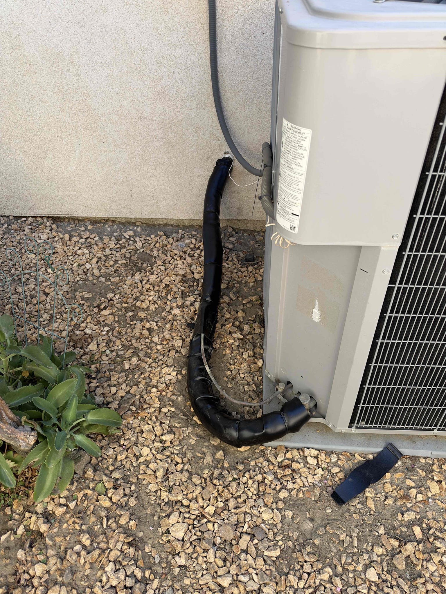 Remove old cover for line set and add armaflex with Uv wrap.