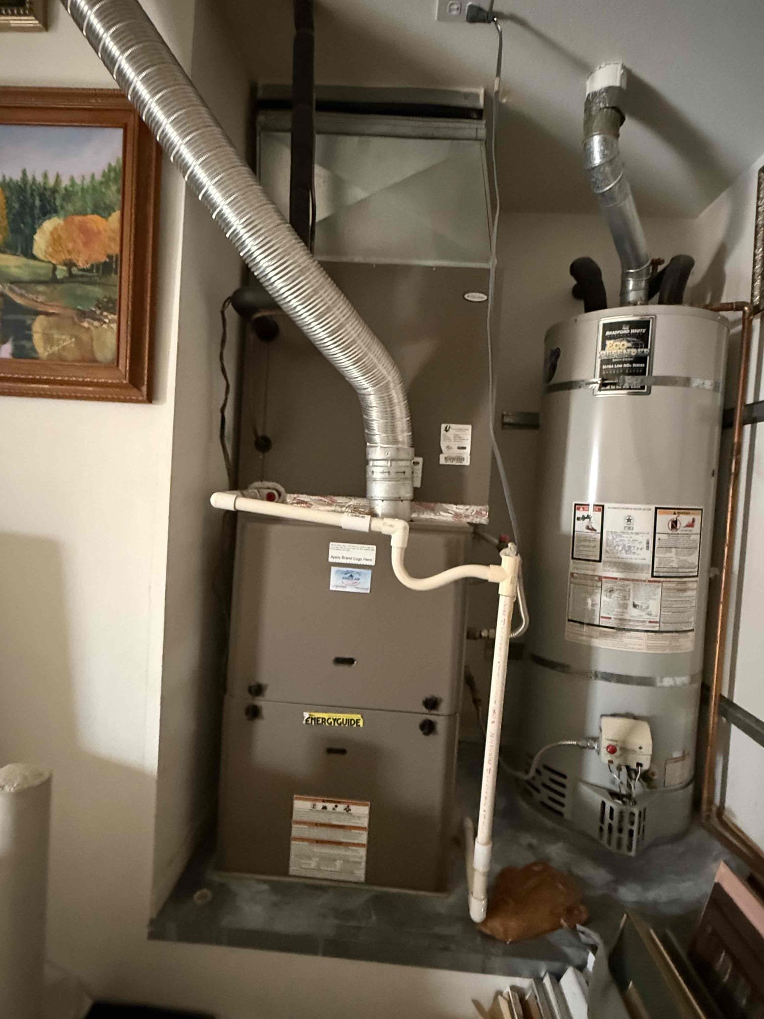 Found 80uF compressor capacitor reading 0uF. Replaced and tested York split system. System is cooling properly, all motors running and a 23° split.
Performed ac maintenance after per homeowner request. Replaced 20x25 filter at garage upflow furnace. Cleared condensation drain, terminates by condenser. Checked refrigerant charge and temperature split. Checked compressor amps, and ECM condenser fan motor amps. Cleaned out dust from condenser (outside unit) electrical compartment. Rinsed down the condenser coil. Found the compressor starting amps were above its max rated start amp. Recommended a hard start kit to assist the compressor on startup. This reduces the wear and tear and strain on the motor during every startup. This will prolong the life of the compressor which is the most importantly component and most expensive to replace. 