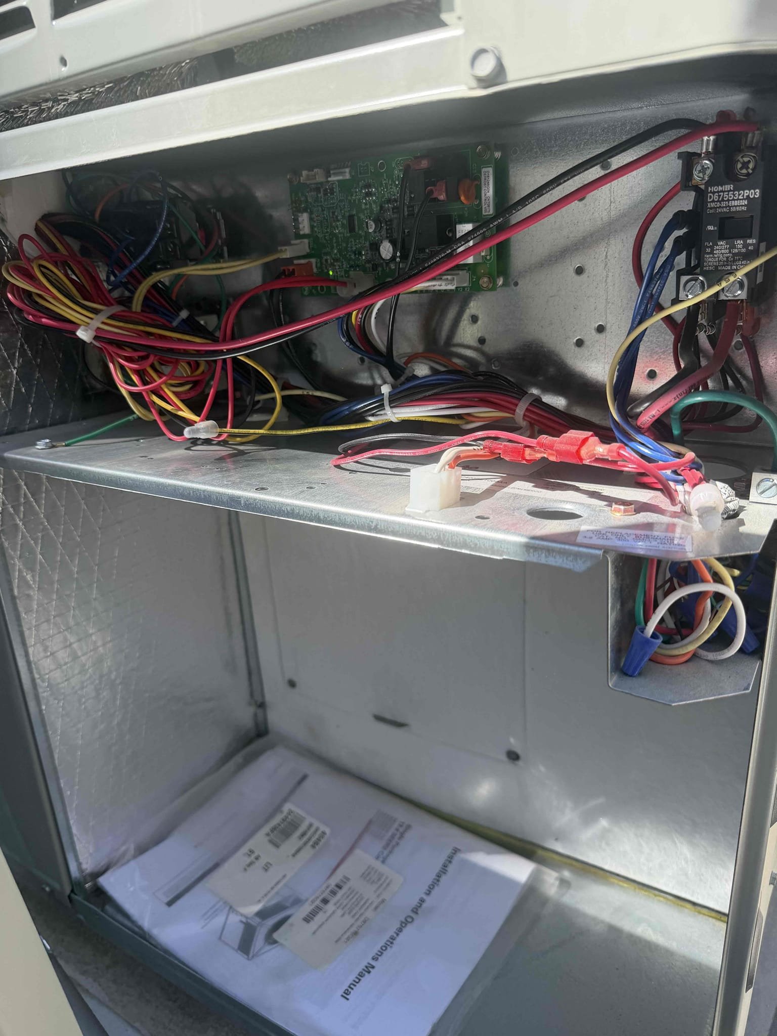 Performed a heating maintenance on a American Standard package unit, changed 20x24 filter, filter located on hallway ceiling, flushed condensation line, on unit check for amperage and voltage, followed sequence of operation, check for capacitor, check for temperature split, everything within range also clear out dust accumulated inside electrical component area. System is working within specification in heating at the time of maintenance.