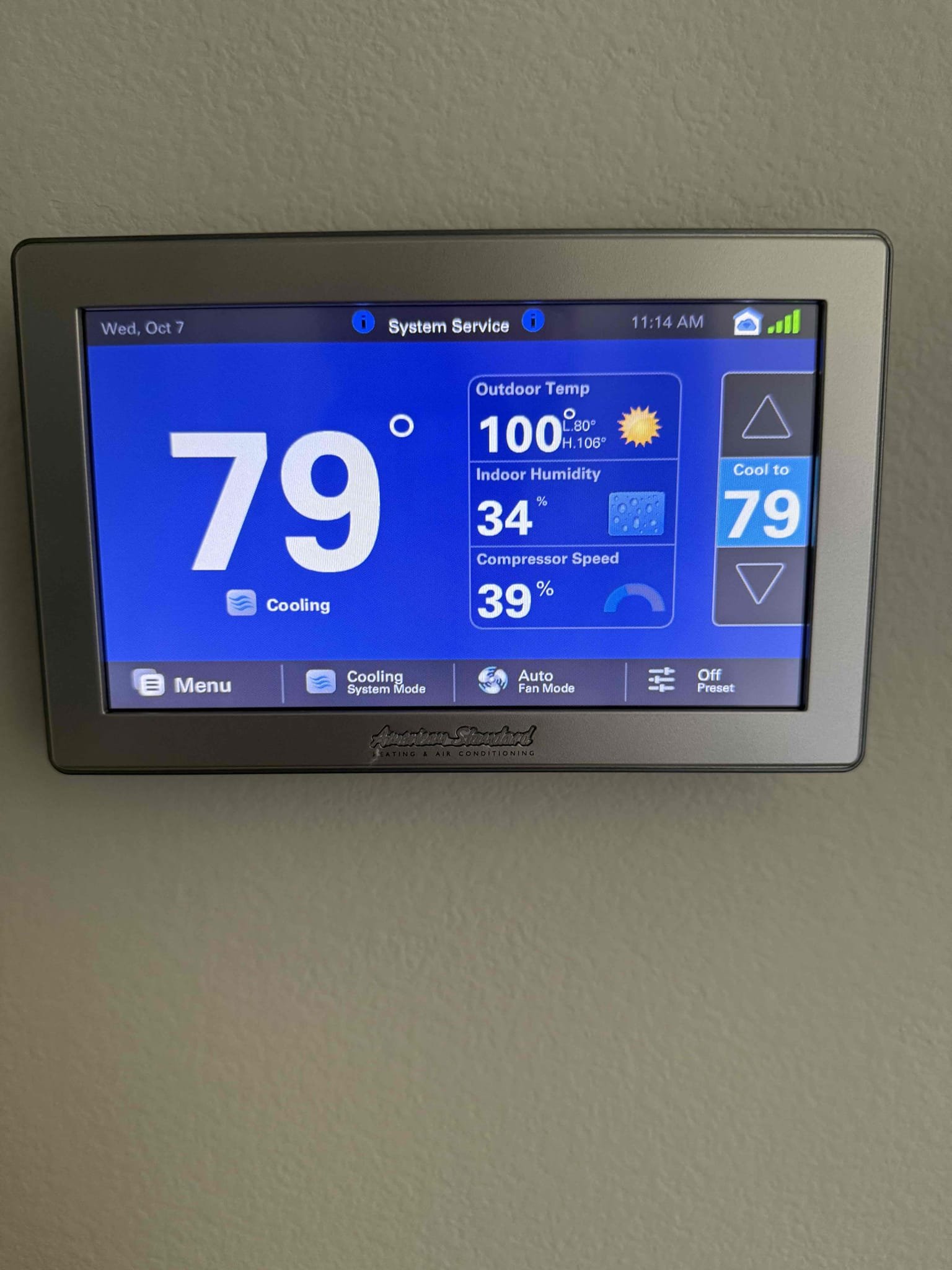 Performed indoor unit/heating maintenance on 2022 American Standard POV split heat pump, fau in main closet attic; and 2011 Lennox split heat pump with first company ceiling air handler for casita. Replaced (3) ceiling filters. Checked 1050 thermostat for alerts, history, reminders, and operation, all checked out. Honey T6 pro thermostat for casita working. Cleared condensation drains, jones valve used in attic. Cleaned off attic platform, cleaned out electrical compartments. Both heat pumps with a 30° heat rise, systems new heating and charged properly. Checked blower motor amps, voltages. Ducting strapped and in decent shape. Systems are heating properly at time of maintenance. Due to age of casita heat pump, being at end of average 10-15 year life expectancy, I recommended replacing with a mini split versus dealing with first company (current unit with Lennox condenser) as they are not worth the problems they can cause with parts and availability for systems. Gave Starbucks gift car