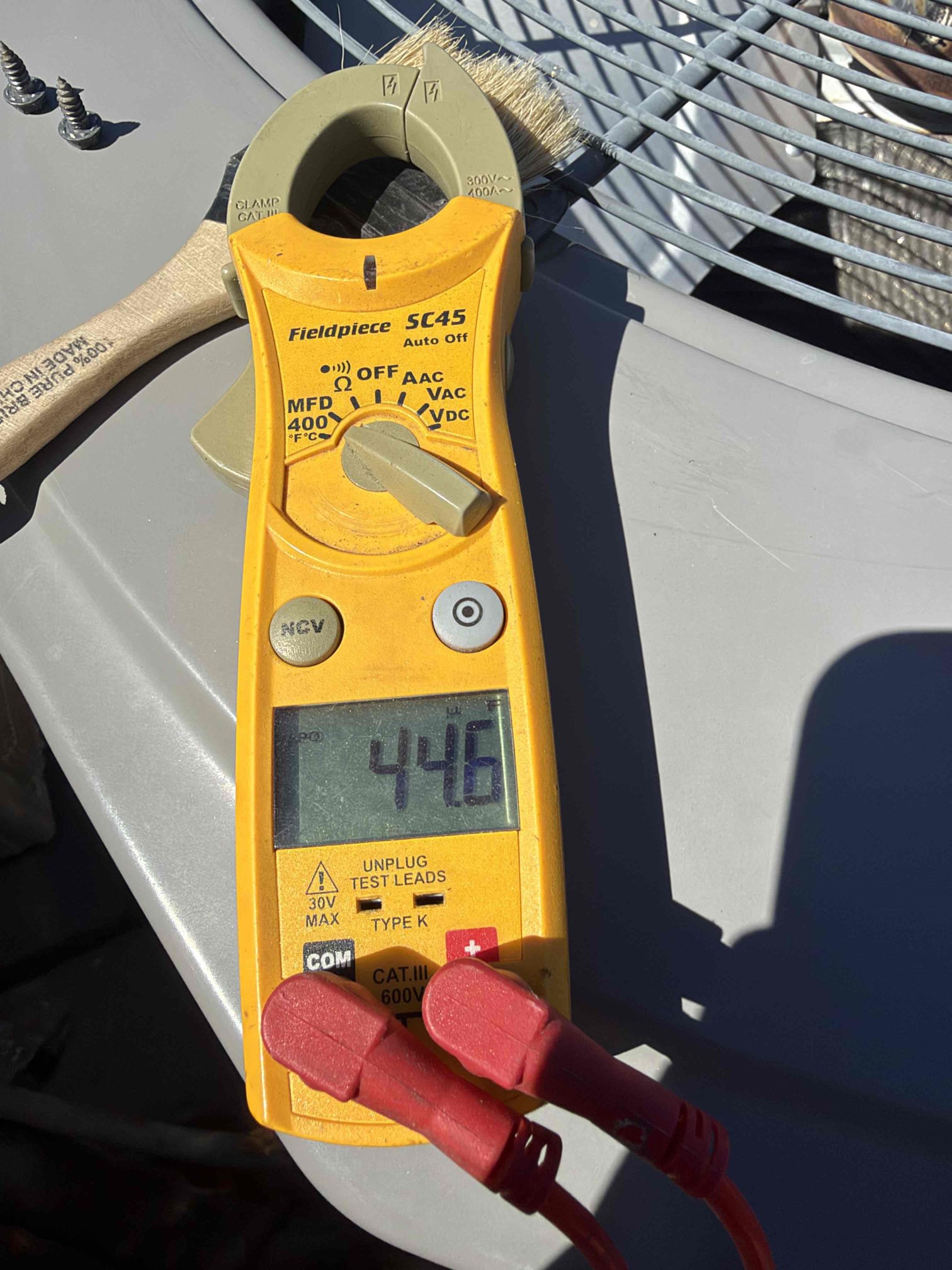 Performed an indoor and outdoor safety maintenance on an American Standard split system. Filters located inside filter rack, fau located in Garage, condenser in roof, changed 20x25 filter, flushed condensation line, on fau followed sequence of operation, checked for amperage and voltage, checked for blower speed, check for any loose connections, check for temperature rise, check for capacitor in condenser and Freon, everything within range also cleared dust accumulated inside electrical component. Systems are working within specifications in heating at the time of maintenance. Gave Starbucks gift card
