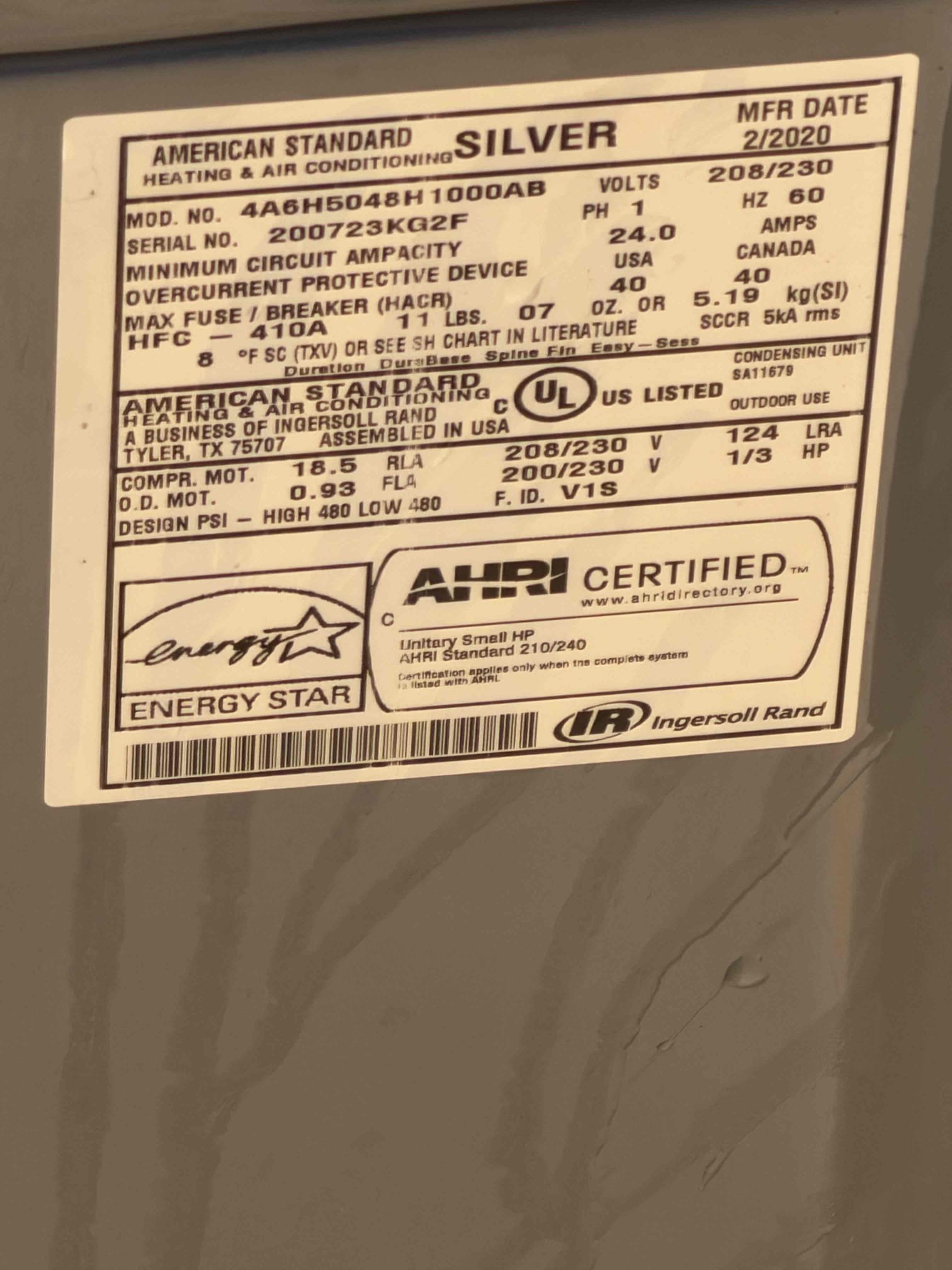 Performed an indoor and outdoor safety maintenance on an American Standard split system. Filters located inside filter rack, fau located in Garage, condenser in roof, changed 20x25 filter, flushed condensation line, on fau followed sequence of operation, checked for amperage and voltage, checked for blower speed, check for any loose connections, check for temperature rise, check for capacitor in condenser and Freon, everything within range also cleared dust accumulated inside electrical component. Systems are working within specifications in heating at the time of maintenance. Gave Starbucks gift card