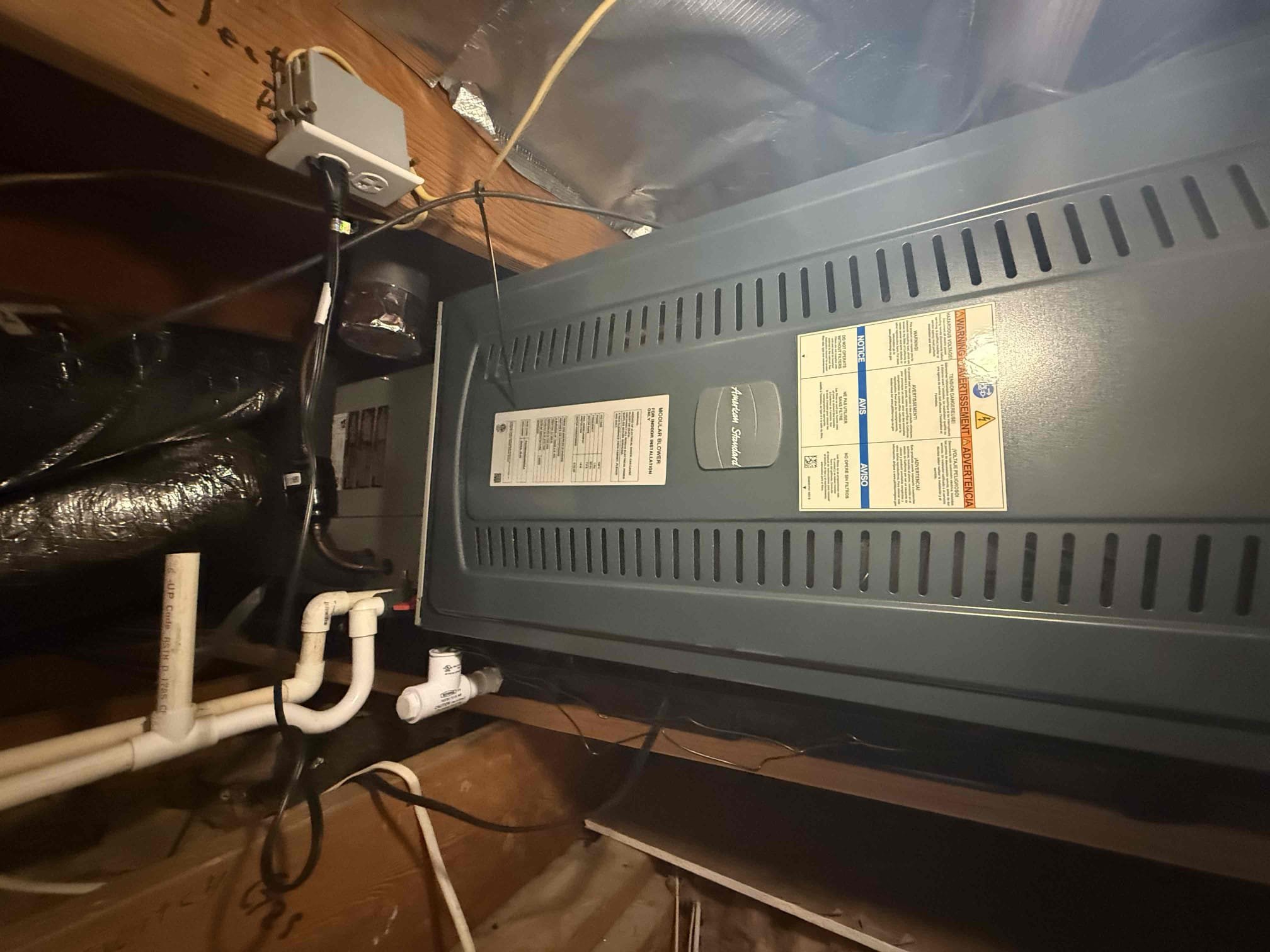 Performed annual heating maintenance on a 2024 American Standard Gold heat pump. Fau is located in hallway attic access. Cleared condensation line from jones valve. Replaced 14x24 and 18x18 filters. Followed sequence of operations and checked voltage, condenser fan motor amps, compressor start/run amps, capacitor, hard start kit, temperature rise, refrigerant levels, secured all electrical connections. Cycled unit in cooling. Honeywell 8000 thermostat checked out operational. System is working properly in heating at this time of service. Gave client starbucks gift card. Client opted to wait to schedule cooling maintenance. 