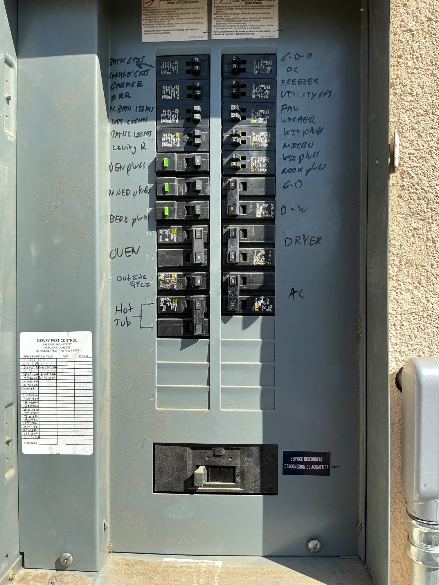 Arrived for a complimentary electrical safety inspection.
Before inspection customer notified me that the breaker for his spa wan not GFCI protected. During inspection of the breakers I confirmed that they were in good condition but his spa breaker does have to been on a GFCI protected breaker. 
During inspection of exterior plugs I discovered two outlets on the right side of the home with metal covers, I recommended installing bubble covers on them for better protection. Bubble covers (also called "in-use" covers) protect exterior outlets by creating a deep, weatherproof dome that keeps rain, snow, and debris out of the receptacle even when an electrical cord is actively plugged in.
During inspection of the interior outlets I discovered that they were not up to code and backstabbed. Tamper-resistant receptacles feature internal spring-loaded shutters that block foreign objects from being inserted into only one slot. The shutters only open when equal pressure is applied to both sides s