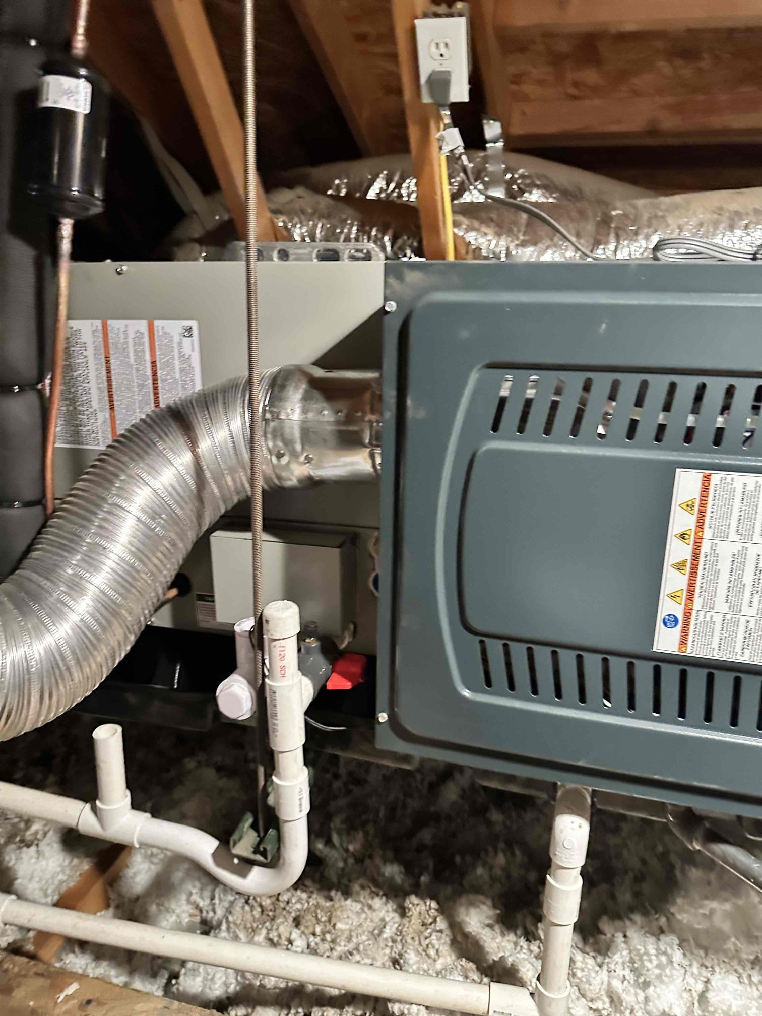 After Diagnostic found water leaking from coil installers will return tomorrow to secure water safety pan and level coil