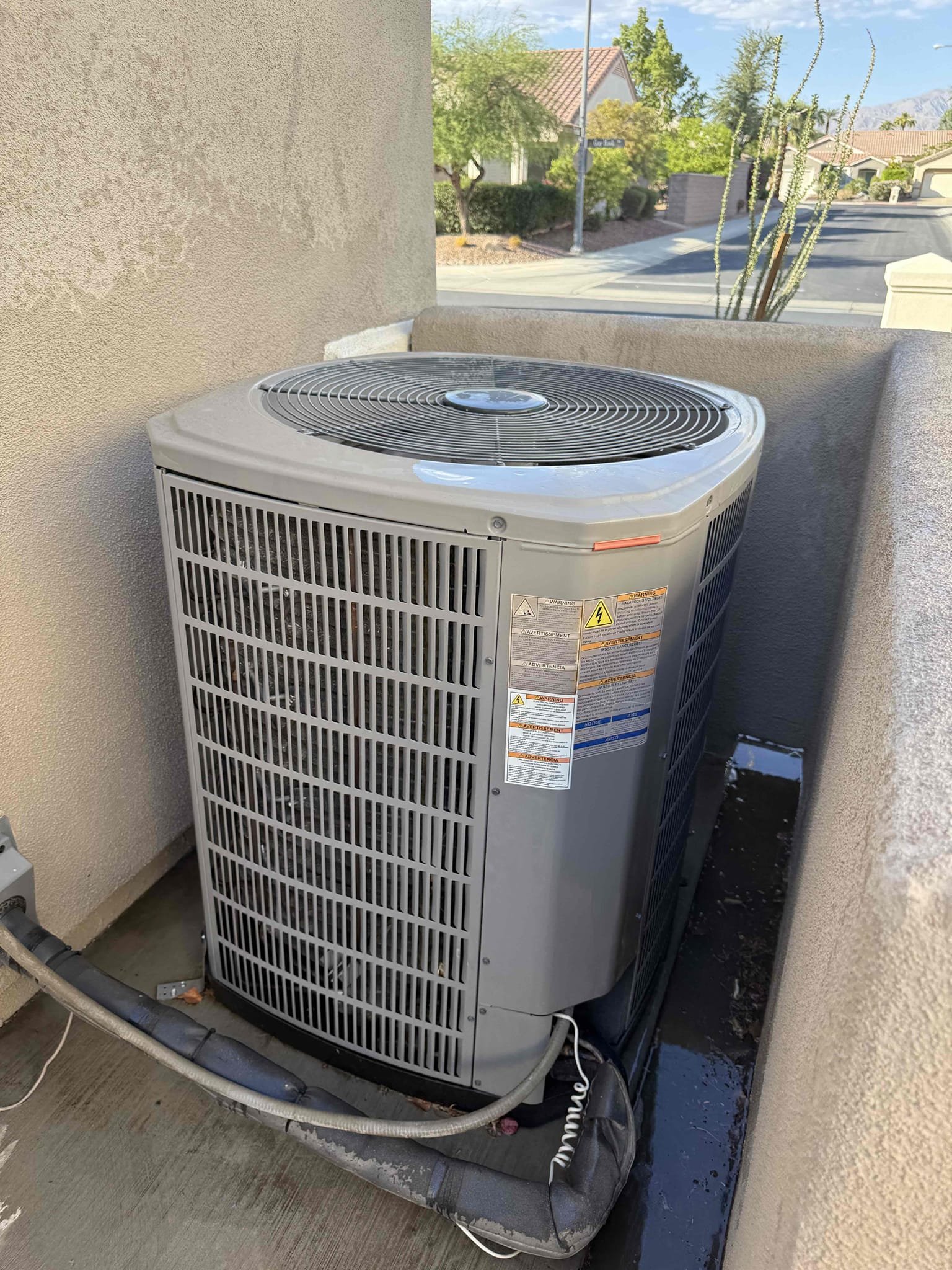 Client stated condenser would trip the breaker when running at 100%. Found condenser and ductless unit sharing the same circuit breaker at the main panel. Compressor was running over max rated amps at 17.49/16 RLA with ductless unit running simultaneously. Turned off breaker for ductless unit and amperage for compressor dropped to 16.39, rinsed condenser coils and cycled power back on for ductless unit and compressor amps measured 14.84. Refrigerant levels checked out in range. System is cooling properly at this time of service. 

Informed client if issue reoccurs ductless unit will need to be on its own circuit and not share one with the condenser. Advised to call electrical department for quotes to have ductless unit on its own circuit if needed. 