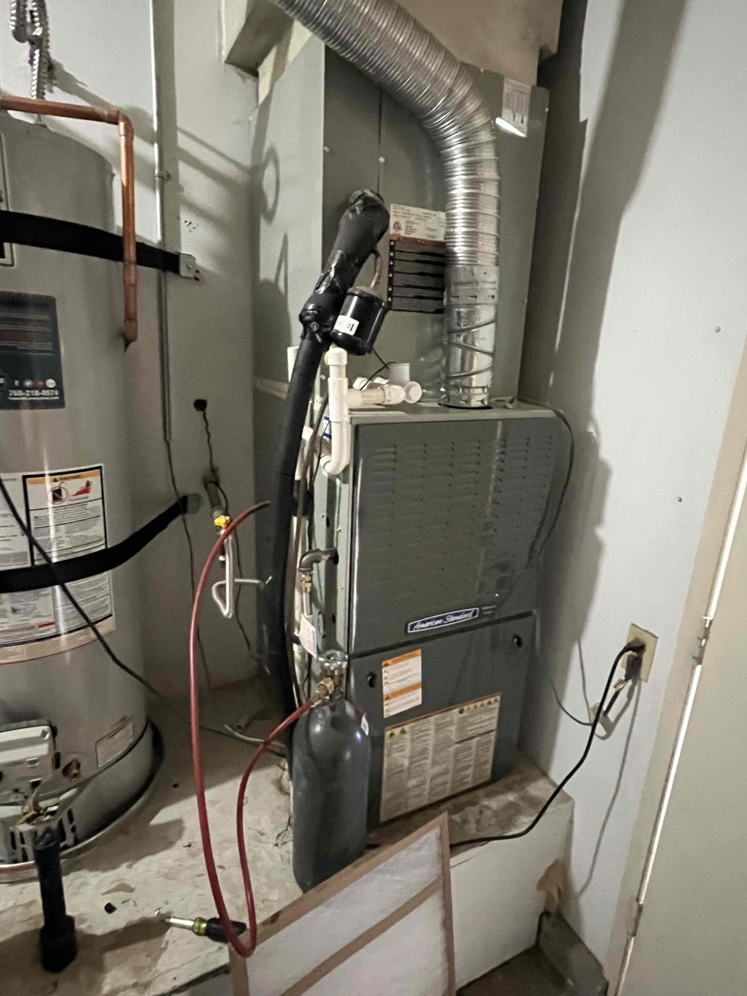 🔥💨
2018 American standard split system
Platinum series
Condenser located on ground
Furnace located in garage /upflow

Semiannual HVAC, fall service
Cleared condensation line, tested water, safety switch, brushed P-trap, replaced 20 x 25 filter located within the furnace

Cycle equipment follow Heating sequence of operation
Check this order, blower motor, heating safety sensors, gas, pressures, flames, amps and voltage

1050 thermostat checked ok
Check for carbon monoxide in the house/nothing detected

✅
System checked out operational at this  visit

🎃☕️
Gave Client Starbucks gift card for October maintenance
