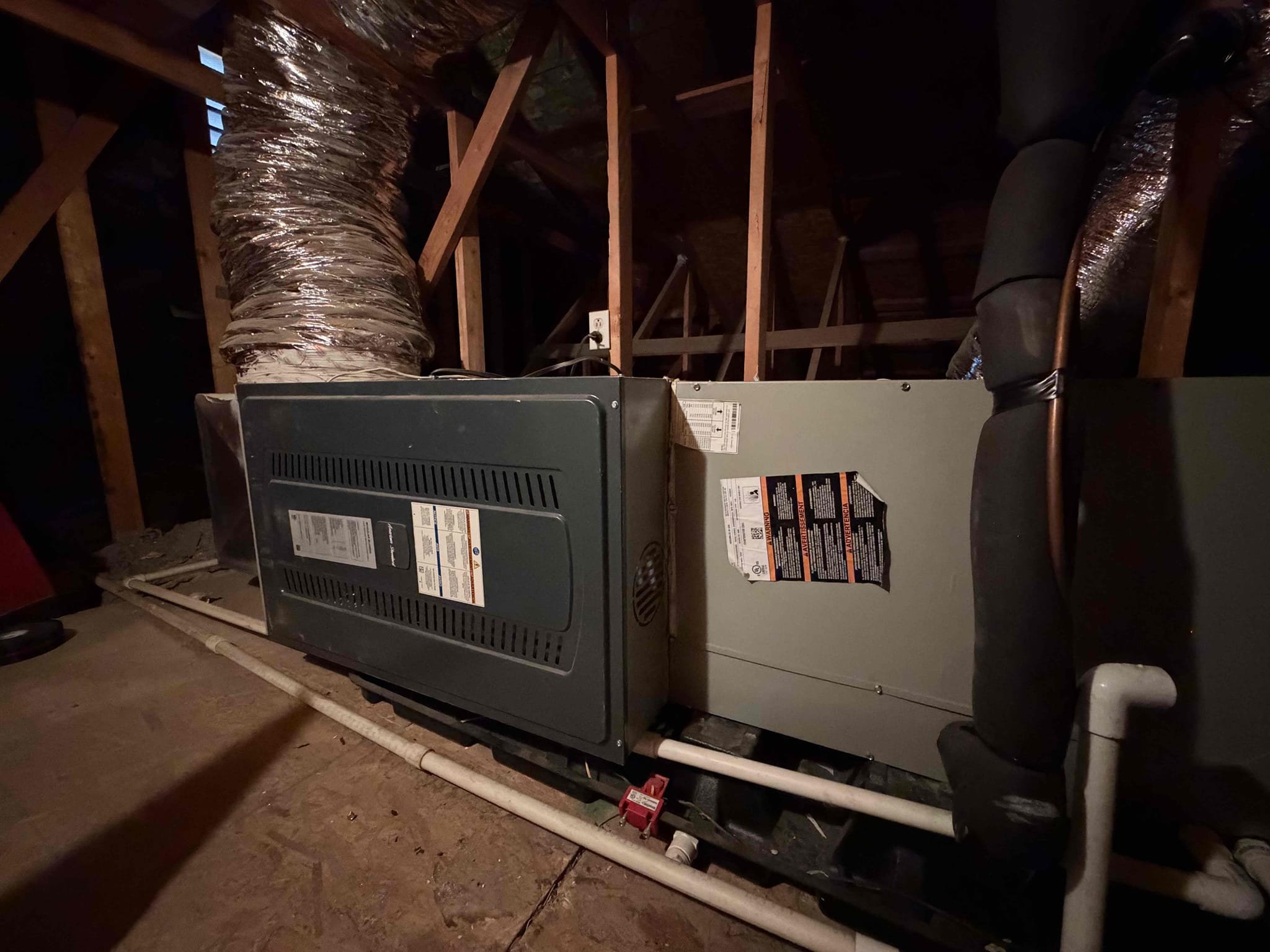 Performed an indoor safety maintenance American standard furnaces. Filters located in ceiling, fau located in attic, attic access located in hallway, change 20x30 filter, flushed condensation line, on fau followed sequence of operation, checked for amperage and voltage, checked for blower speed, check for any loose connections, check for temperature rise, everything within range also cleared dust accumulated inside electrical component. System is working within specifications in heating at the time of maintenance. Gave Starbucks gift card