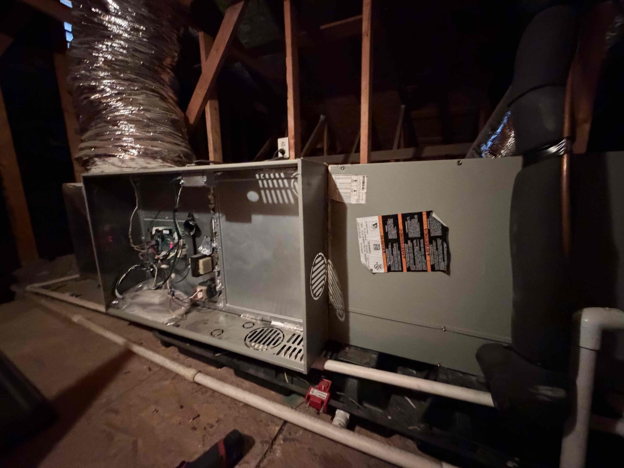 Performed an indoor safety maintenance American standard furnaces. Filters located in ceiling, fau located in attic, attic access located in hallway, change 20x30 filter, flushed condensation line, on fau followed sequence of operation, checked for amperage and voltage, checked for blower speed, check for any loose connections, check for temperature rise, everything within range also cleared dust accumulated inside electrical component. System is working within specifications in heating at the time of maintenance. Gave Starbucks gift card