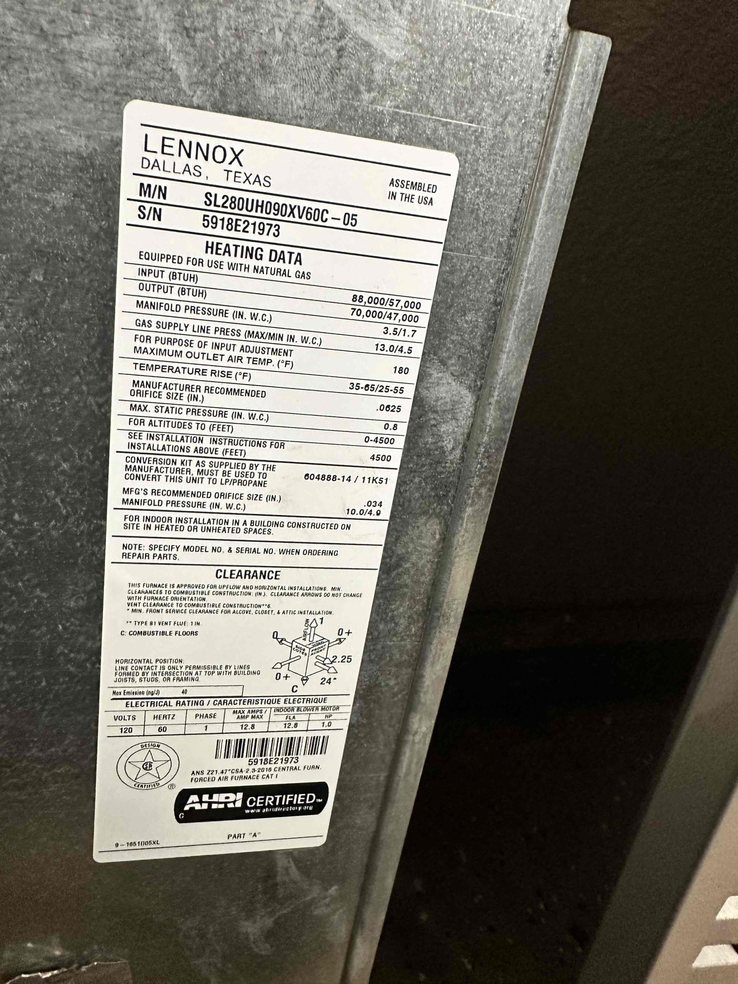 Performed annual maintenance in heat on a Lennox up flow location garage, followed Sequence of operation Changed customer supplied filter cleared mini split filters checked inducer capacitor amps on blower motor limit switches safety switches working at range cleared mechanical components cleared condensation line unit is working to manufacture specification in heat also left Starbucks card behind
