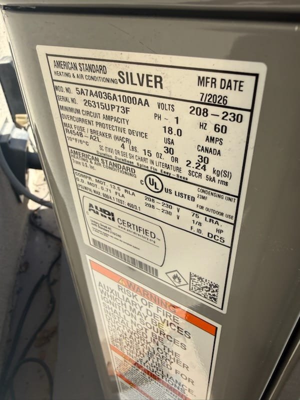 Installing 3 Ton American Standard Silver 14 upflow Split gas System