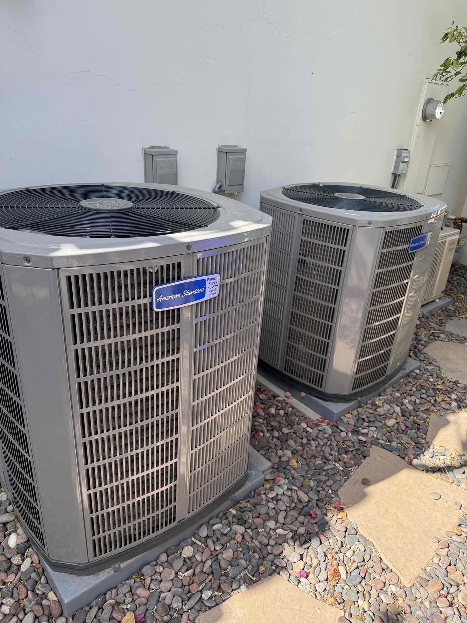 Rancho Mirage, CA - Performed annual heating maintenance on 2) 2025 American Standard Platinum units. Upflow FAUs are located in the garage. Replaced 20x25 and 24x24 filters located at FAUs. Cleared condensation lines from jones valve. Followed sequence of operations and checked voltage, amperage, temperature rise, refrigerant levels, found no error codes on CDA, and secured electrical connections. Both 1050 thermostats checked out operational. Both systems are working properly in heating at this time of service. Gave client Starbucks gift card. 

Client stated errors codes on 1050 thermostat, found multiple error codes for faulty temperature sensor. Temperature sensor may be out of range and drops connection then reestablish. Assigned office sensor to average temperatures in rooms. No error codes present at this time of service. 