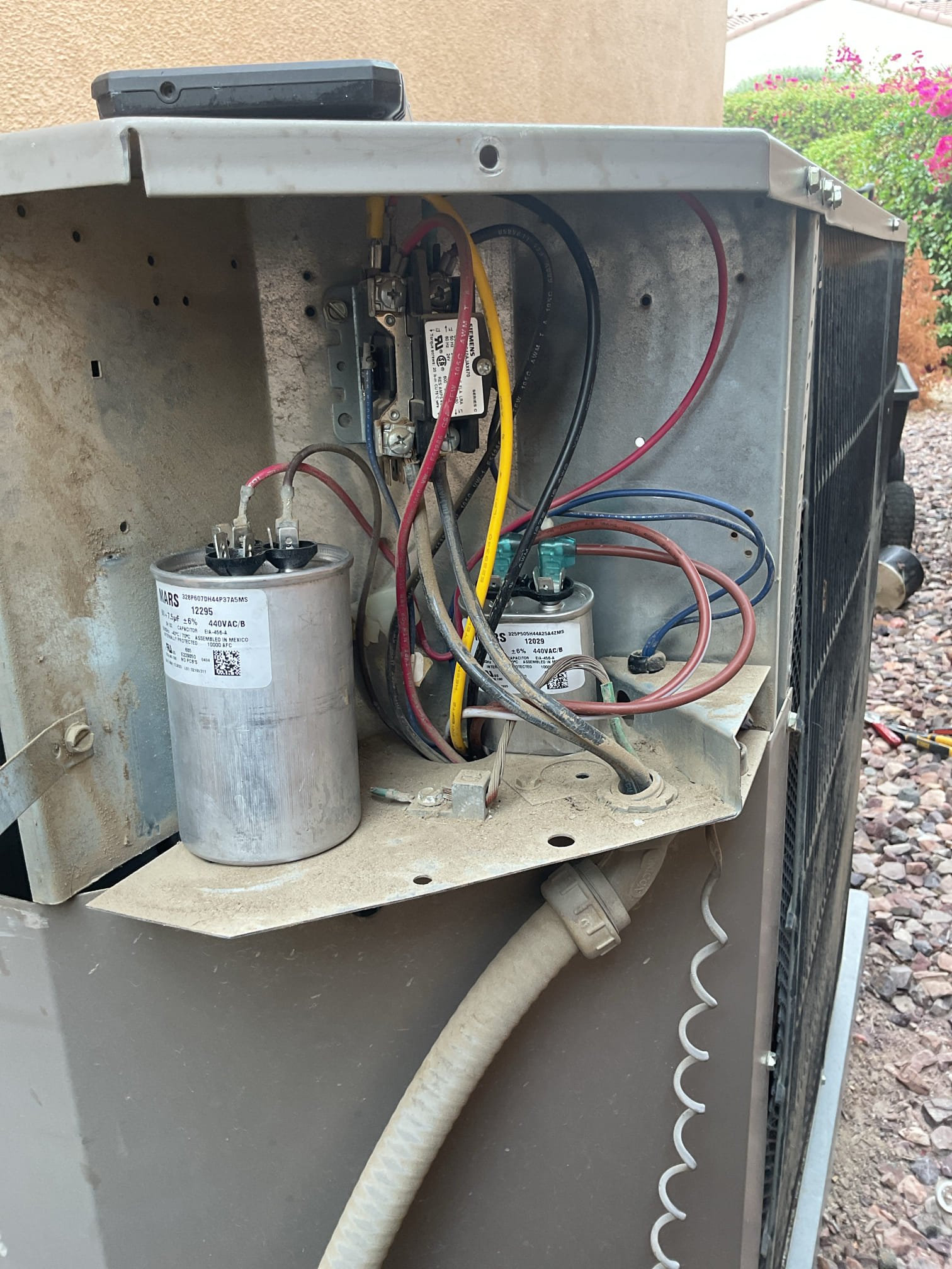 Demand call: condenser fan replacement

Upon arrival, client had lubricated condenser fan due to excessive noise and bearing failure. Found high amperage and tight bearings. Replaced condenser fan and dual run cap. Tested motor and checked for proper function. System is cooling the home at the time of repair. Paid via C. C.