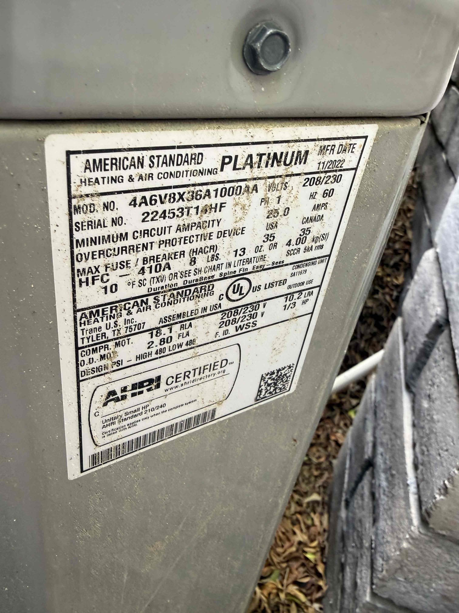 Indian Wells, CA - Performed annual heating maintenance on 3) American Standard Platinum Heat pumps. Upflow FAUs are located in indoor and outdoor closet. Replaced 14x25 and 3) 10x24 filters located in lower walls and filter rack in outdoor closet. Cleared condensation lines from clear out valves. Followed sequence of operations and checked voltage, amperage, temperature rise, refrigerant levels, found no error codes on CDAs, and secured electrical connections. 1050 thermostats and zoning checked out operational. Systems are working properly in heating at this time of service. Gave client Starbucks gift card. Client opted to wait to schedule cooling maintenance.