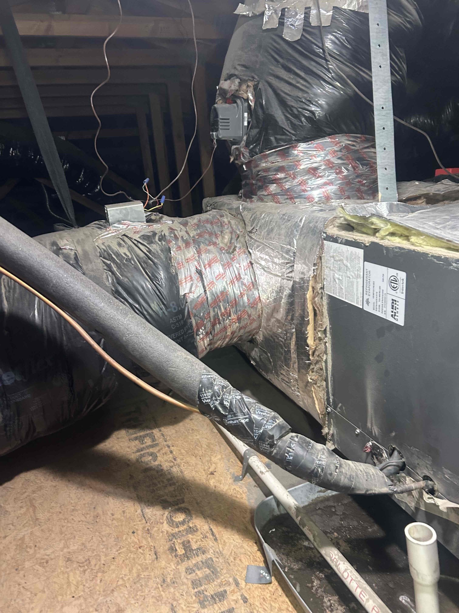 Performed annual maintenance in heat on a Goodman split gas location hallway attic.  Tested heat Sequence of operation, changed filters, checked amps, voltage, blower wheel capacitor,  safety switches working at range.  

Cleared condensation line-found water leaking into secondary pan. After further inspection found cracked pee trap. Repaired drain line in attic. Equipment working to manufacture specification in heat at this time of visit. 