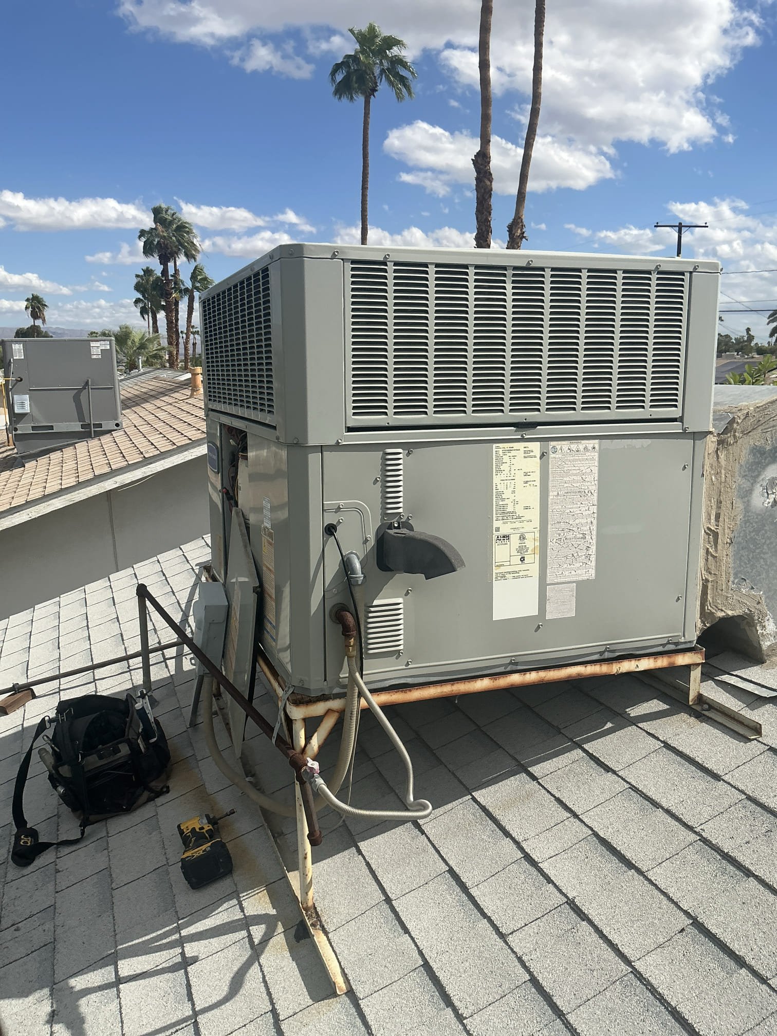 Comfort heater service on 2015 American standard packaged unit. Replaced filters on lower wall. Checked all heater and safety components. Checked all ac components. System operating at this time. Capacitors tested weak also fan motor past life expectancy. 

Installed new fan motor, start kit, and capacitors. 