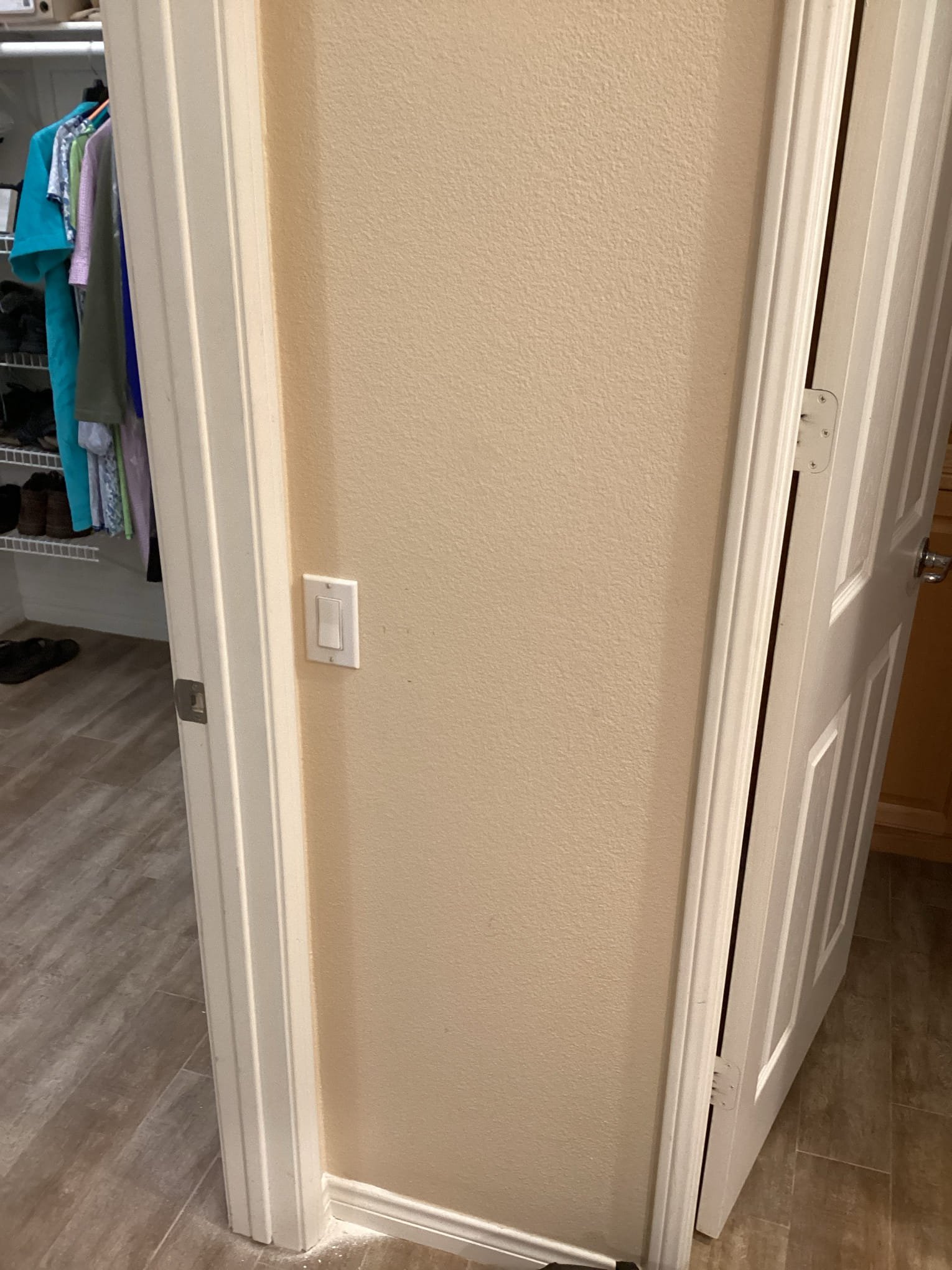Arrived at customer’s home to replace three switches with new astronomical timer switches and to move switch in closet. Removed all existing switches from wall and replaced them with new astronomical timer switches and programmed them to customer’s specifications. Confirmed proper settings for timers with customer and moved switch in closet to outside closet wall to complete scope of work for today.
