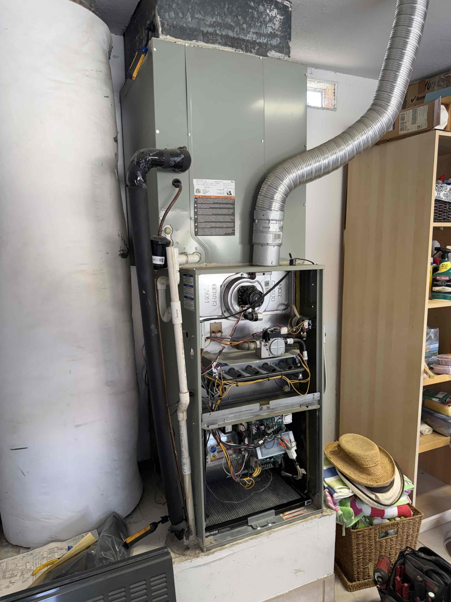 Performed annual heating maintenance on a 2) 2015 American Standard split systems. Upflow FAUs are located in garage and outdoor closet. Replaced customer supplied 20x25 and 16x25 filters located in blower compartments. Cleared condensation lines from faus. Cleaned out burners furnace. Verified heating sequence of operation is working properly according to manufacturer specifications. Checked and detected zero carbon monoxide. Checked temperature rise. 1050 thermostats checked out operational. Both systems are working properly in heating at this time of service. 
