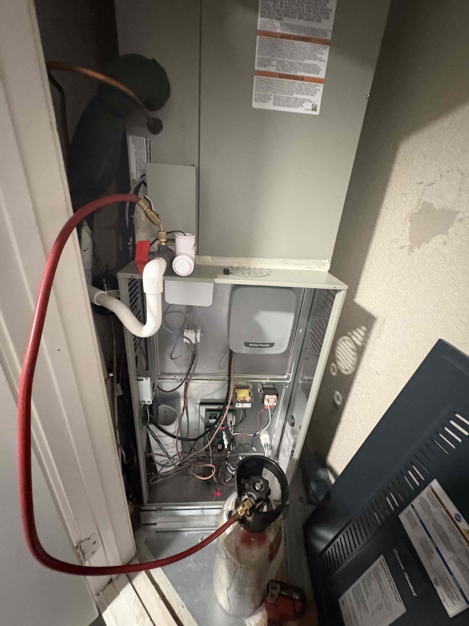 Today’s safety maintenance check consisted of one American standard unit. I first began with replacing the 20 x 25 filter. I insured that the American standard thermostat is properly calling for cooling and heating at this time with no alerts on the system. Amps on the blower motor, checked out in the correct range following with the system amps also checking out. I did clear the condensation line via Jones valve in the closet access to the unit. 
Client also received their October gift card
