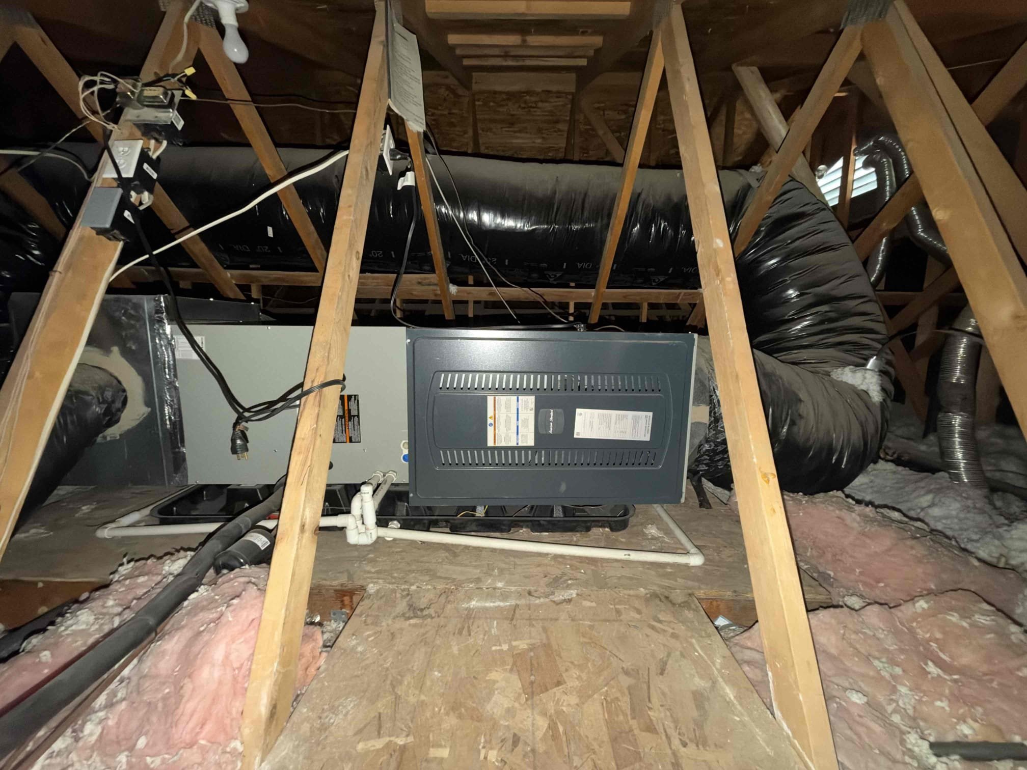 Maintenance on an American standard gold series 4 ton horizontal heat pump. 20 x 30 filter in hallway. Attic access in master bedroom closet. Condensation line cleared filter changed. Honeywell thermostat working properly. Verified all electrical and safety. Checked system sequence of operation. Checked compressor amps, checked fan motor amps, checked, capacitor, checked compressor saver kit, checked fuses and disconnect box, checked Freon and pressure. System is working per manufacture spec.