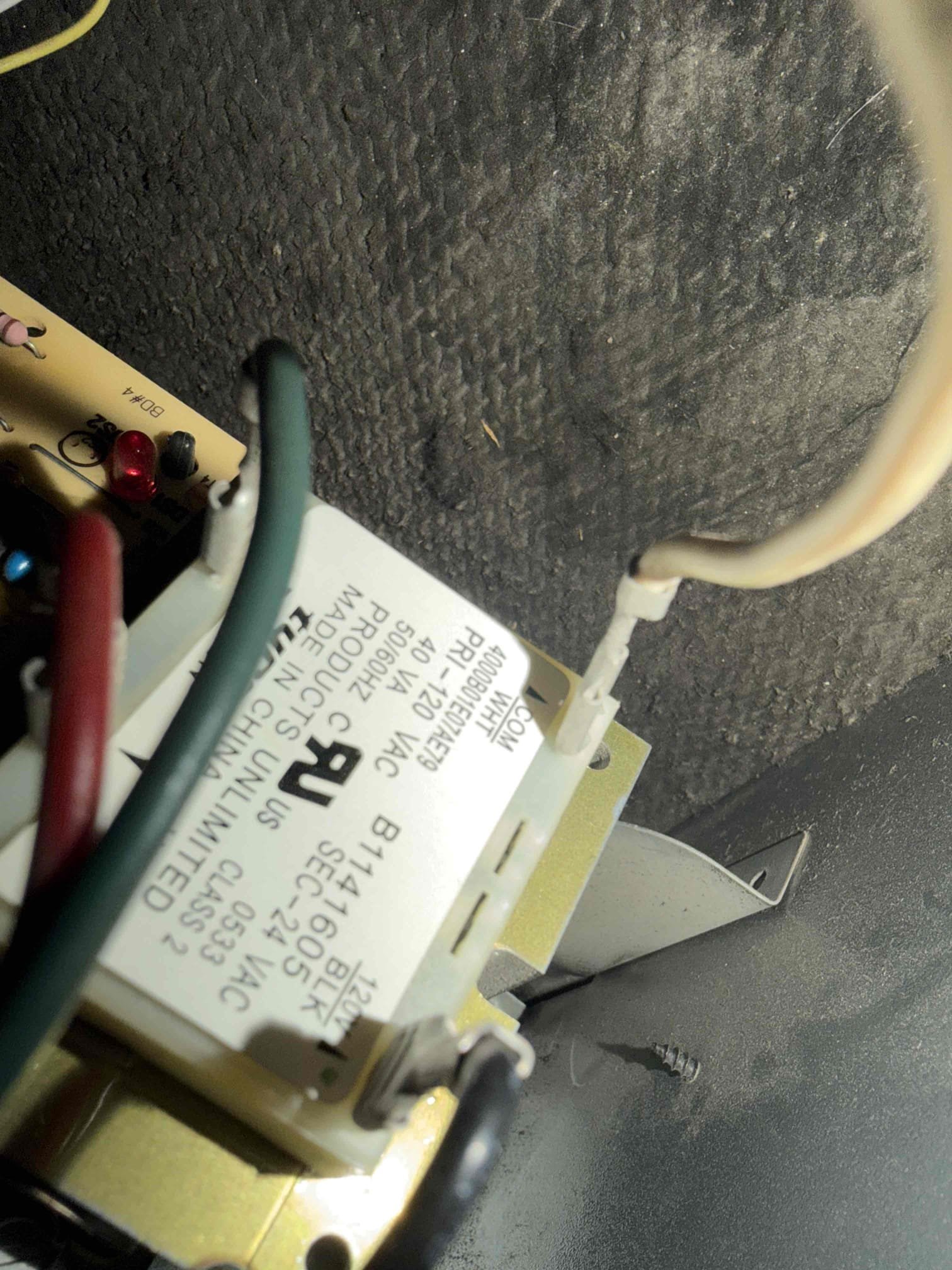 Indio, CA - Upon arrival, HO stated that the bedroom unit was not turning on and the thermostat was off. Checked for 24V at the thermostat wire and found no voltage. Proceeded to the attic and discovered that the common wire on the transformer was loose. Tightened the existing connection, restoring power to the unit. Cycled the system in both cooling and heating modes to verify proper operation. Unit is now operating properly in both modes.