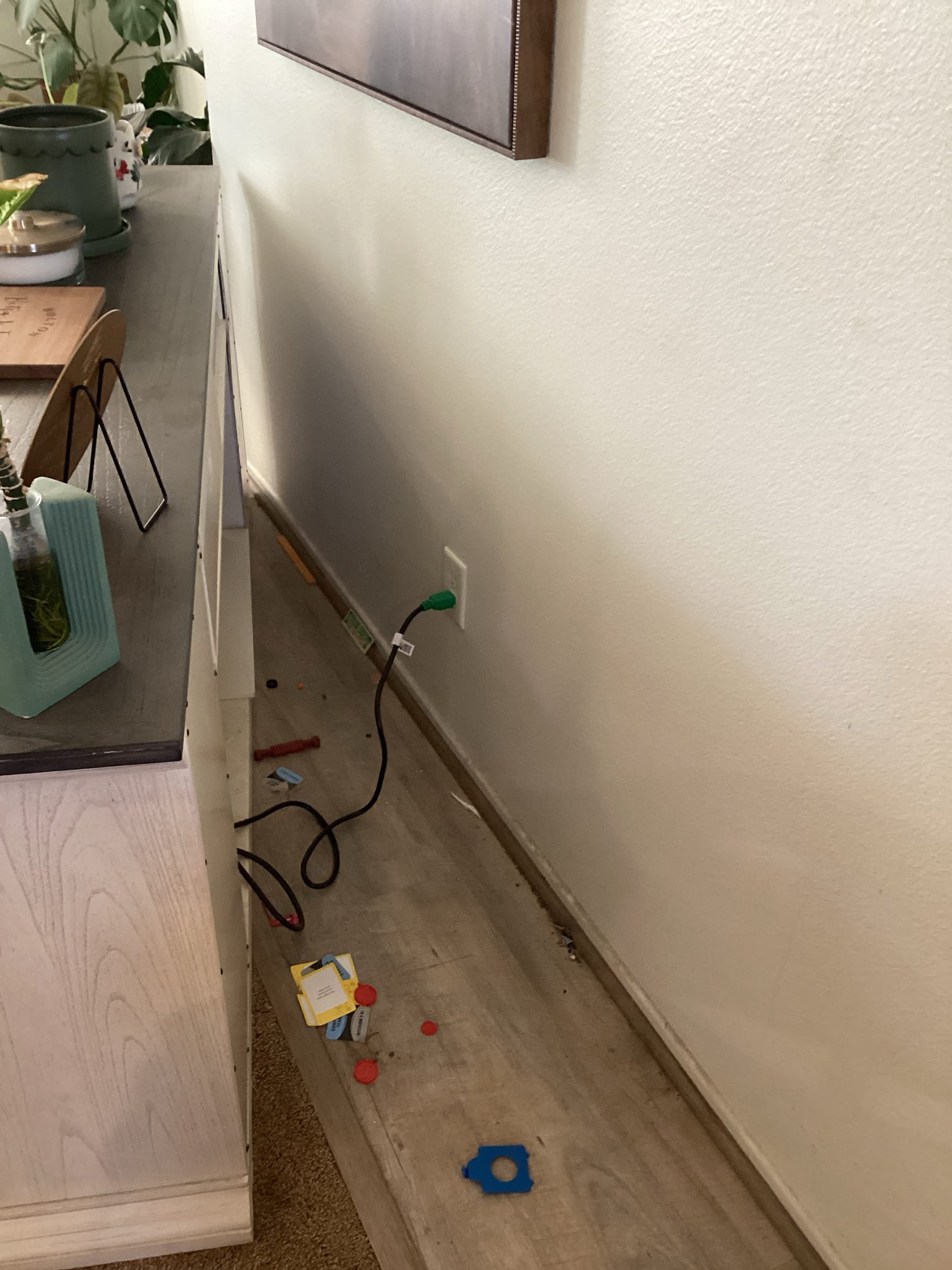 Arrived at customer’s home to diagnose fan control not getting power. Upon arrival I traced switchleg wire for fan to the outlet behind electric fireplace. This discovery led me back to the switch box in question, as there was a white wire that was capped in the box. Traced this wire to outlet behind fireplace and determined that switchleg went through this box, and the maintenance guy that tried to replace fan mixed up the wires based on color code. Rearranged wires to make white wire the proper switchleg for fan to restore power to fan and resolve issue. When tested the fan we noticed an audible rattle inside fan. Informed customer of this and they said they would have the maintenance guy take a look at it.