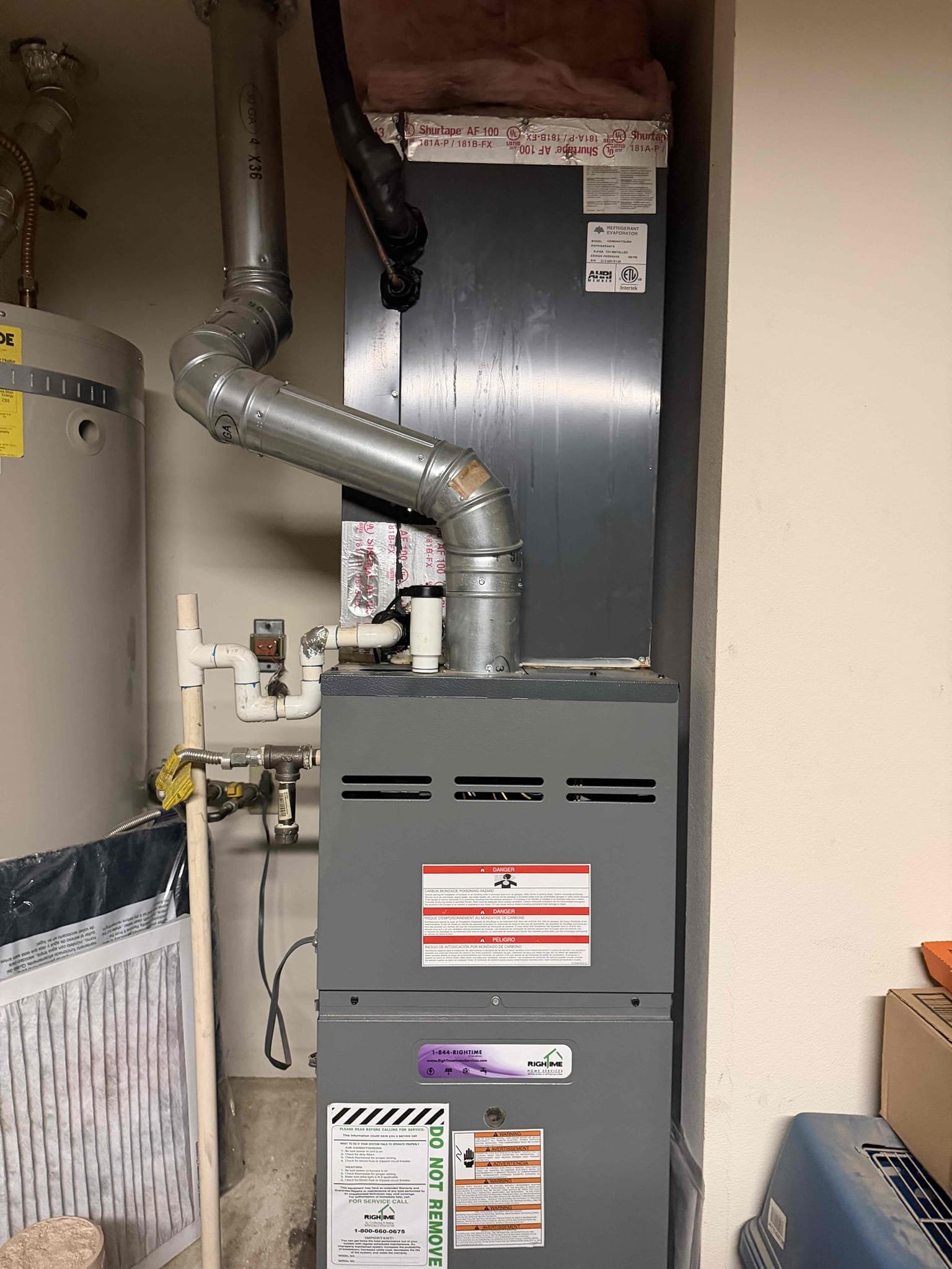 La Quinta, CA - Performed an indoor safety maintenance on an Amana furnaces. Filters located inside filter rack, fau located in garage, changed 16x25 filter, flushed condensation line, on fau followed sequence of operation, checked for amperage and voltage, checked for blower speed, check for any loose connections, check for carbon monoxide, check for temperature rise, check for capacitor, everything within range also cleared dust accumulated inside electrical component. Systems are working within specifications in heating at the time of maintenance. Gave Starbucks gift card
