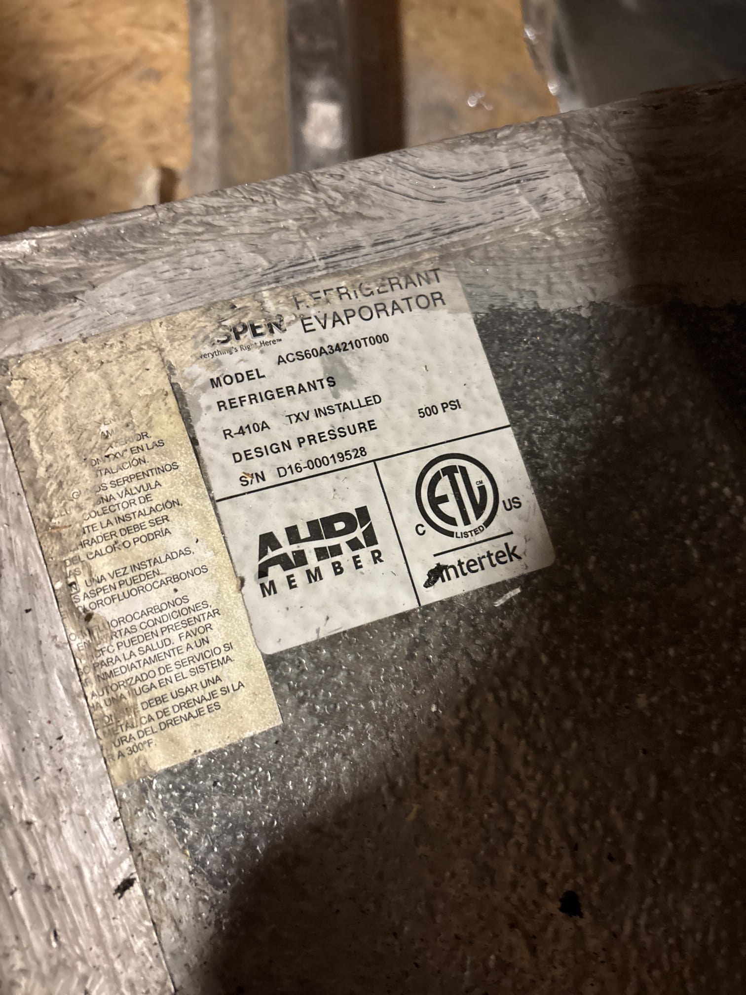 Installed 5 Ton American Standard Platinum 18 POV horizontal Split Heat