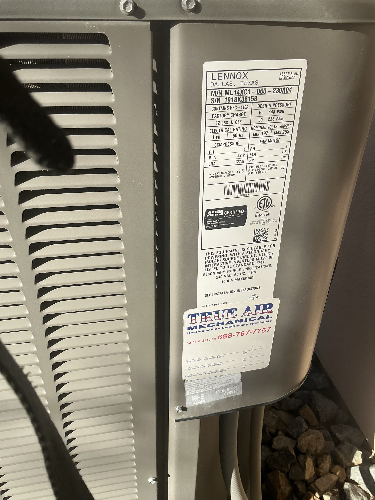 Master bedroom sn 8158–outdoor unit stuck on due to failed capacitors and contactor stuck closed. Replaced contactor and capacitors for fan motor and compressor. Repaired burnt wires. Equipment now operating properly. 

Sighned up on maintenance plan to save on repairs. 