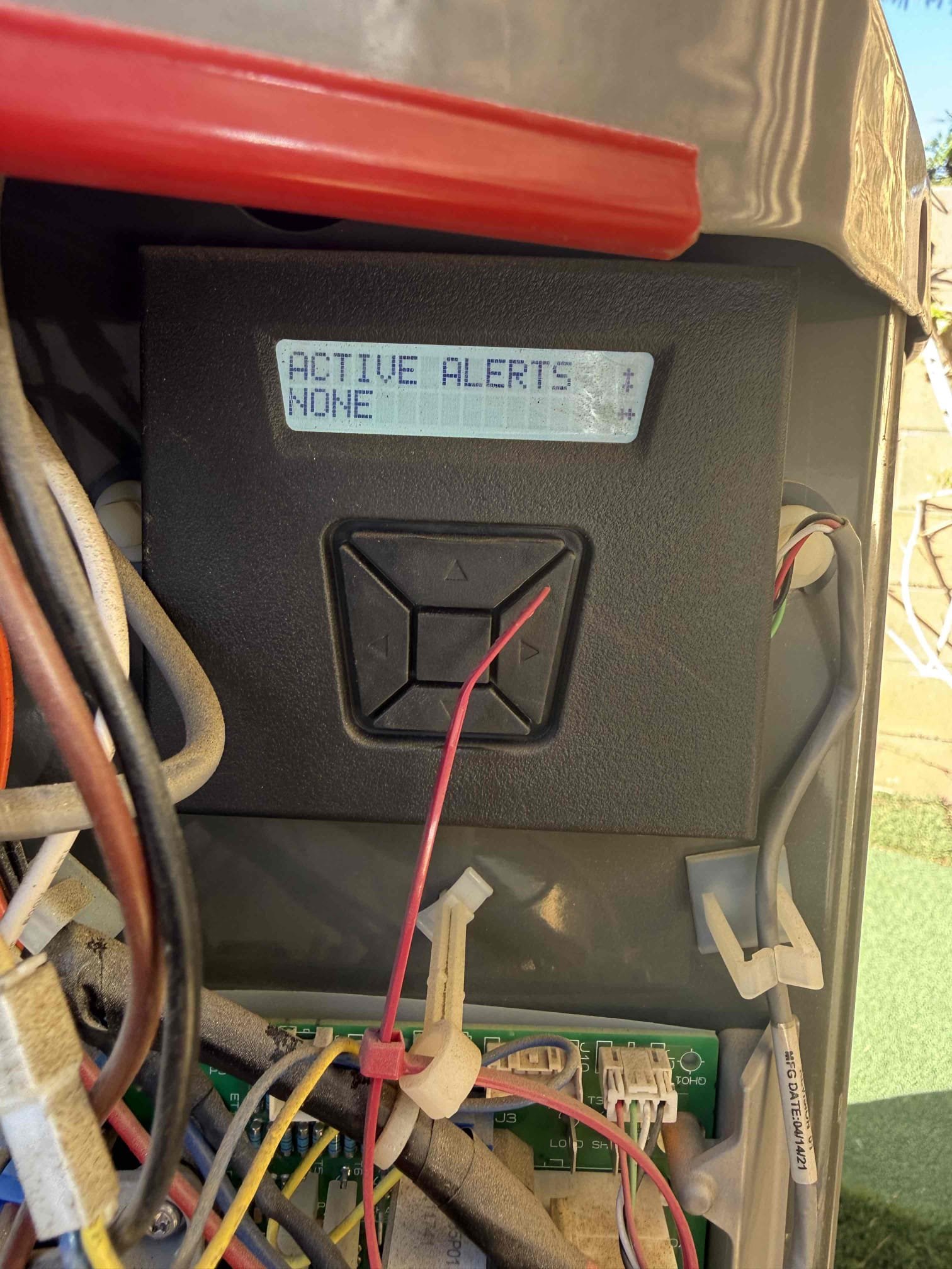 Upon arrival unit was idle with temperature satisfied. Tested and cycled. Compressor and fan motor amps are in range. Measured proper communicating 12.5 VDC. Multiple error codes for air cleaner but none are installed. Need to return to replace 1050 thermostat. Notified office to schedule return to swap thermostat. 