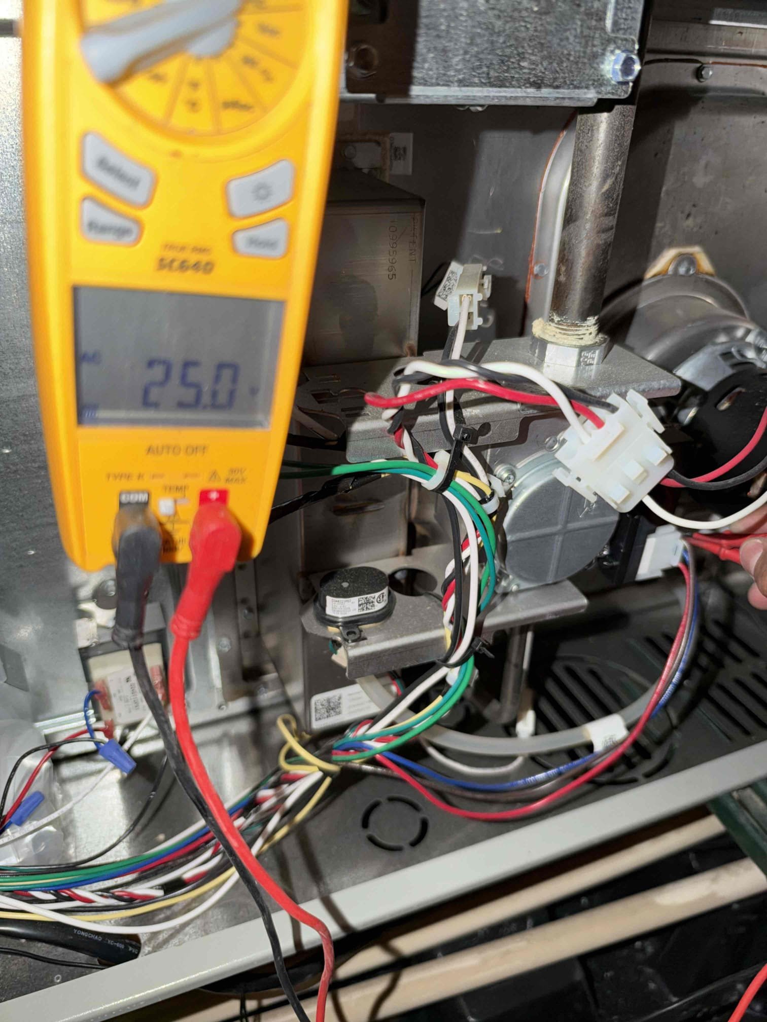 Maintenance on two American Standard silver series 3 ton and 4 ton horizontal heat pump and split system. Attic access located in front of master bedroom. 20 x 30 filter in hallway and two 14 x 24 one also in hallway and one in master bedroom. Condensation line is clear filters changed. Two Honeywell thermostats working properly. Verified all electrical and safety. Checked both system sequence of operation. Checked FAU amps, checked mitigation board, checked motherboard, checked, inducer fan motor amps, checked pressure, switch, checked igniter and sensor, checked 24 V on gas valve, verified both systems on correct mode heat. Both systems are working per manufacture spec. Client would like  email estate for water heater.