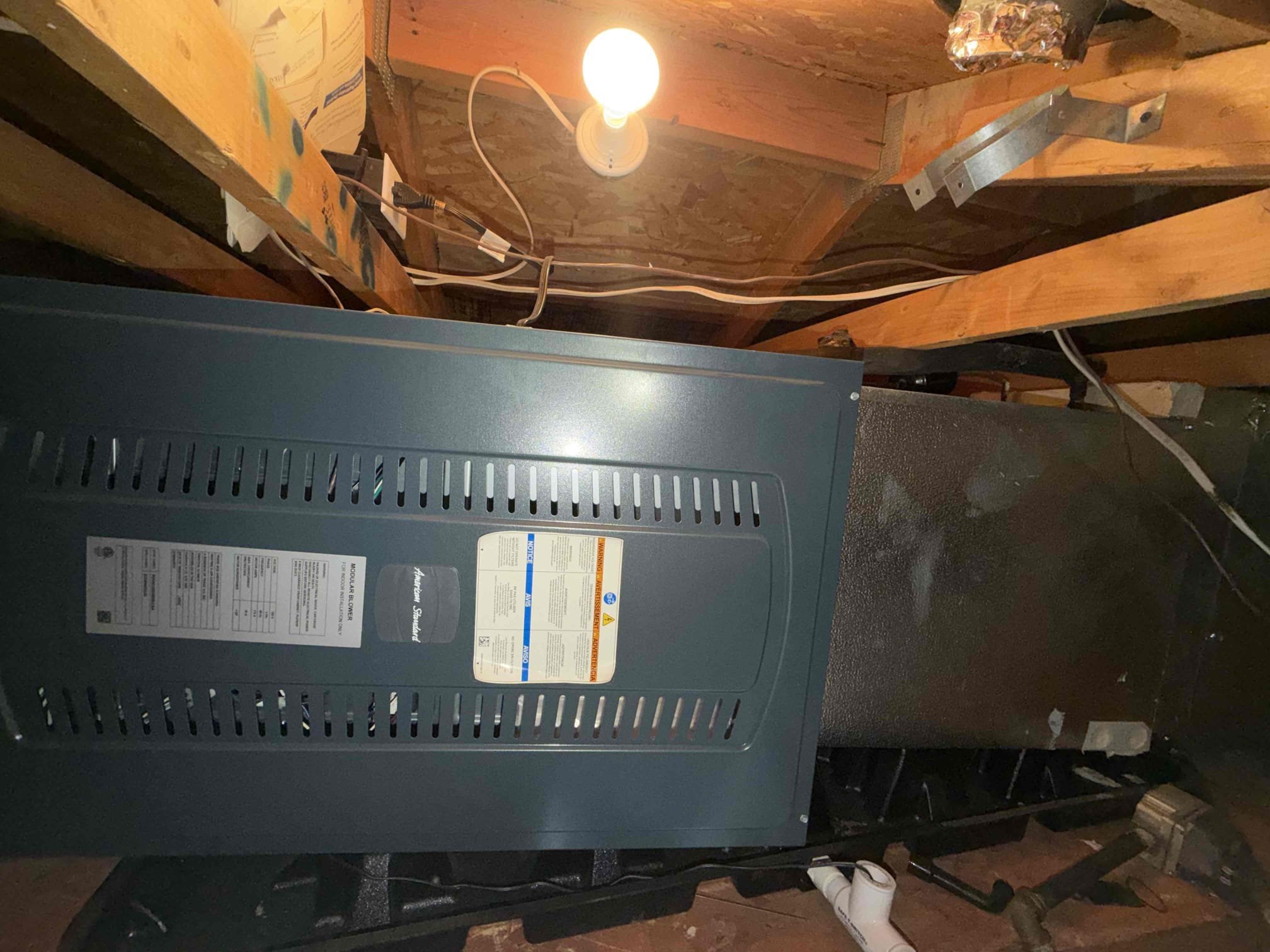 Performed an indoor safety maintenance on&nbsp;2 American Standard furnaces. Filters located in ceiling, fau located in attic, attic access located in garage and in hallway, changed 20x30 & 2 14x24 filter, flushed condensation line, on fau followed sequence of operation, checked for amperage and voltage, checked for blower speed, check for any loose connections, check for temperature rise, everything within range also cleared dust accumulated inside electrical component. Systems are working within specifications in heating at the time of maintenance. Gave Starbucks gift card