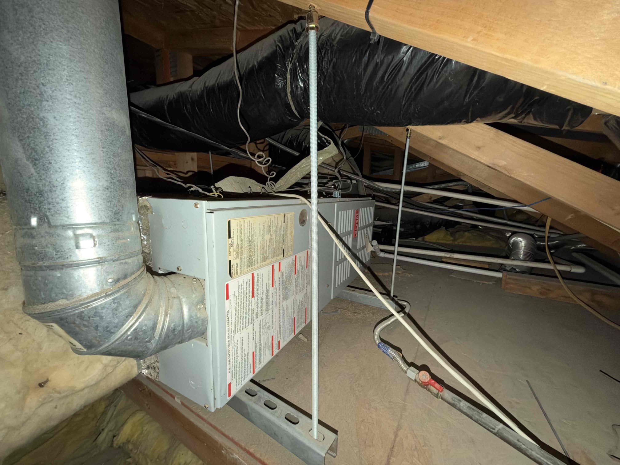 Maintenance on one Bryant horizontal split one carrier and one Rheem up flow split systems. Bryan furnace located in master bedroom closet attic. Carrier and ream systems located in guest bathroom attic by front door. Five 20 x 20 filters for in main home and one in Casita and one 14 x 14 in office. Condensation lines cleared filters changed. Three ADT thermostats working properly. Verified all electrical and safety. Checked all three system sequence of operation. Checked inducer fan motor amps, checked pressure switch, checked igniter, checked 24 V on gas valve, checked flame sensor, checked the blower motor, check temperature split. Cleaned all electric electrical and gas compartments. All three systems are working at time of maintenance.