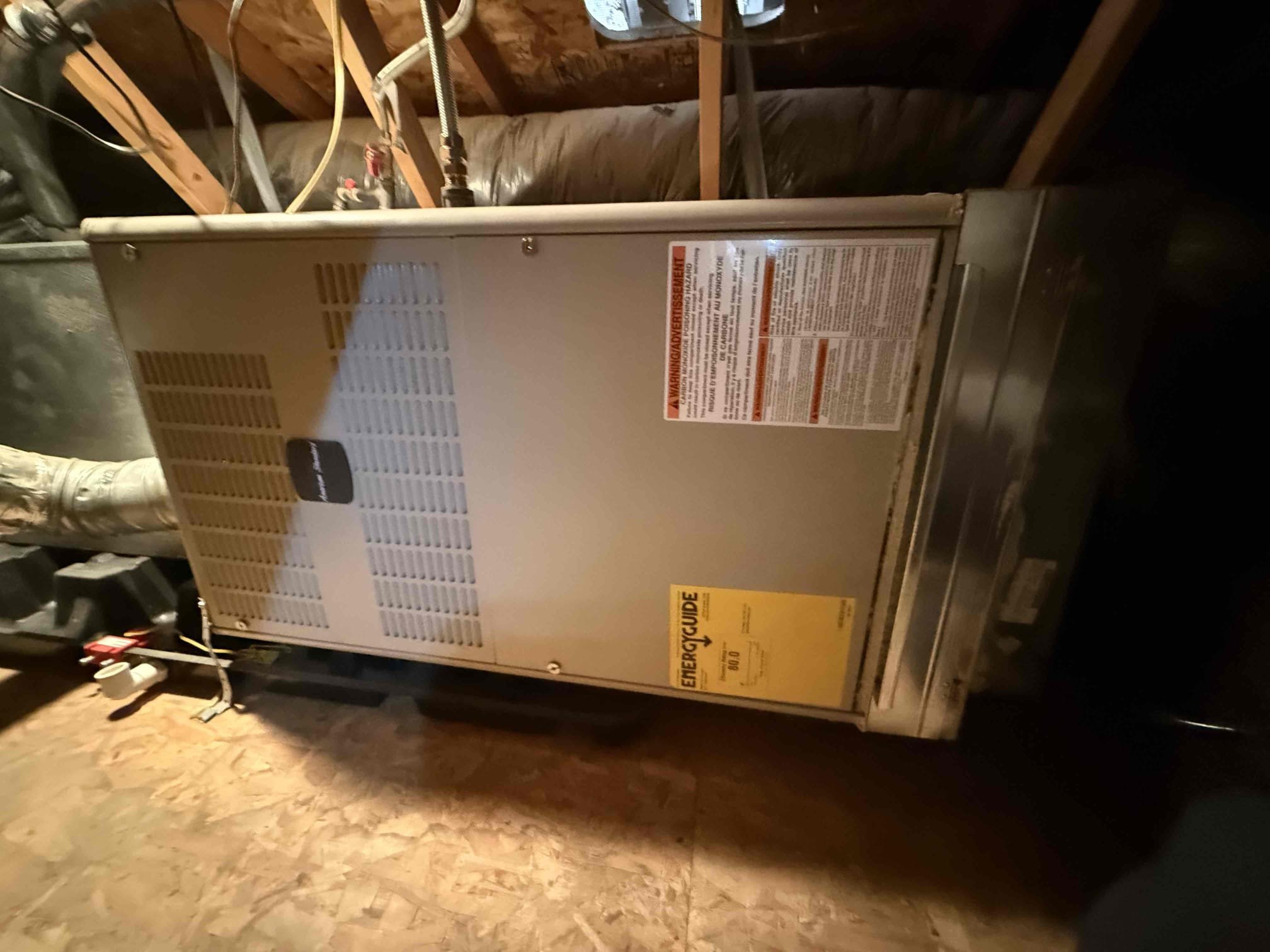 Performed indoor unit and heating maintenance on American standard pov heat pump , and 2  American standard gas furnace. 2 separate attic accesses. Replaced filters in attic filter racks. Honeywell color thermostats working properly. Adjusted rattling vent in guest room. If it rattles again will need to replace. Guest room was showing offline on homeowner app, thermostat said connected and working system. Rebooted thermostat and app and it connected snd is working. Cleaned off mechanical platform and electric and burner compartments. Checked all heating and electrical components. All 3 systems are heating safely and properly. Gave homeowner Starbucks gift card.