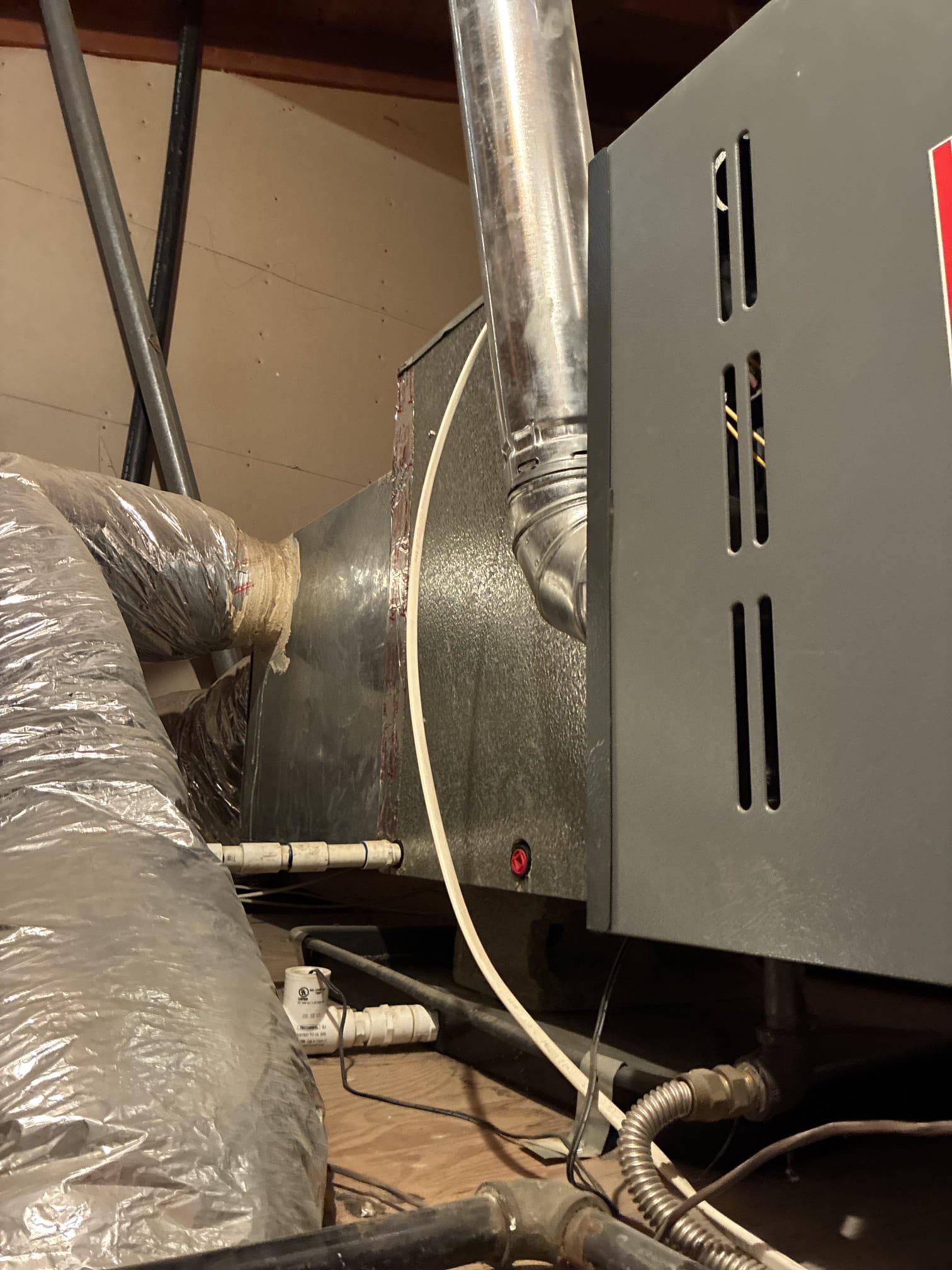 Comfort indoor service on 2012 Goodman split system. Fau located inside laundry room attic, condenser on roof. Replaced filter and cycled heater. Checked all heater and safety components. Flushed condensate line. Duct work in good shape. Checked charge and found charge very slightly low. Gave Starbucks card 