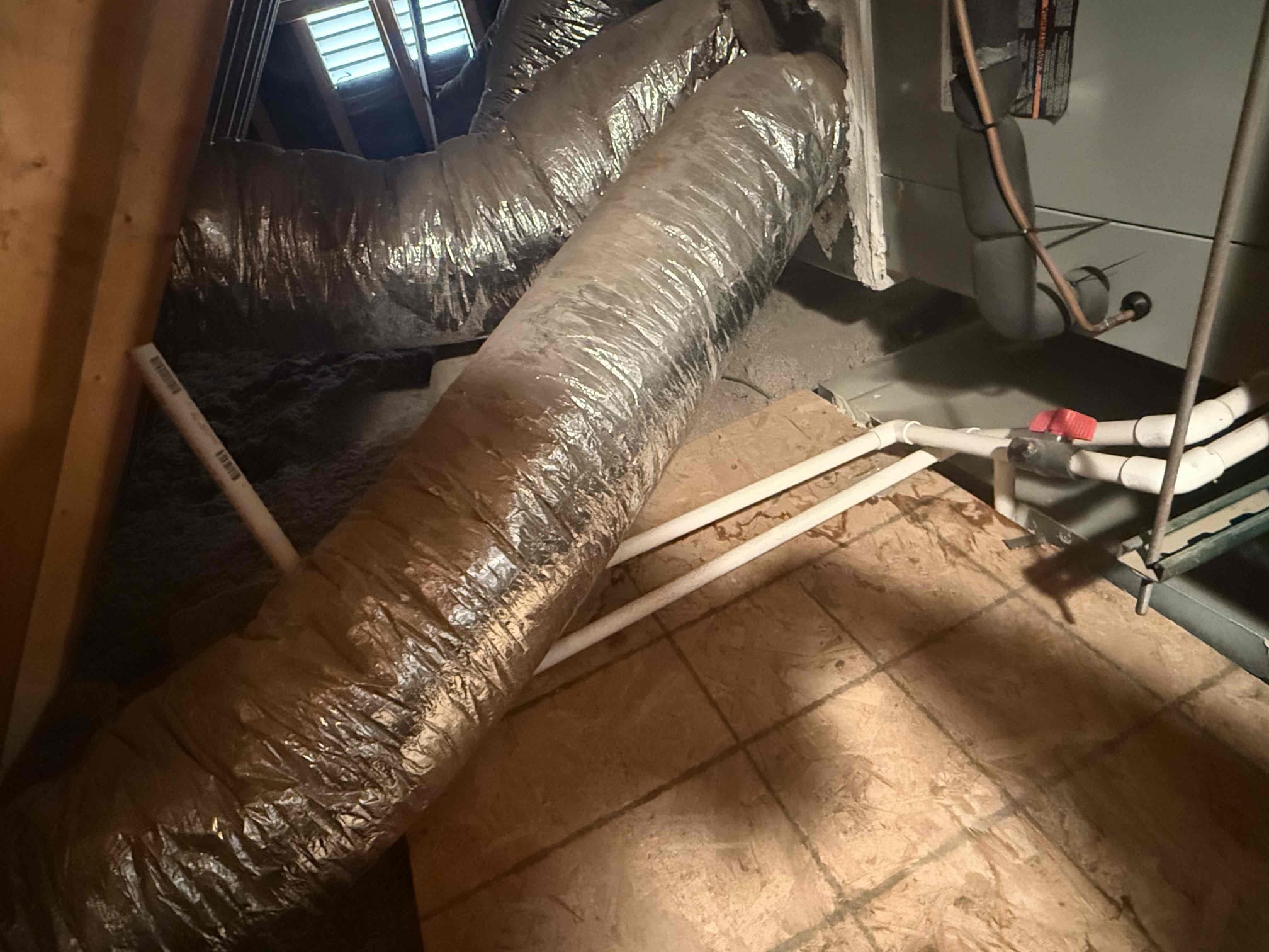 Performed indoor unit and heating maintenance on 2024 American Standard split system heat pump. Replaced 20x30 and (2) 14x14 ceiling filters. Honeywell 8000 thermostat working properly, cycled system in heat from thermostat. System is heating properly, 30° heat rise. Checked blower motor amps, voltages, ducting. Cleared condensation drain from jones valve. Cleared off attic platform. 