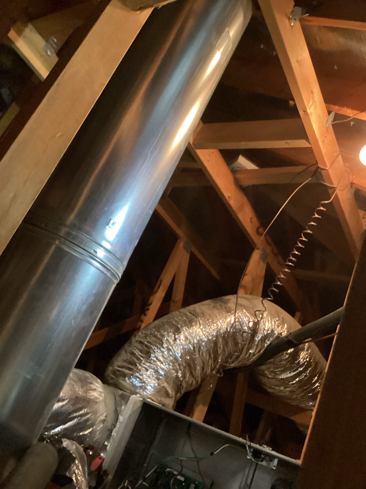 Arrived at customer’s home to run two new thermostat wires for each platinum unit that is being installed today and tomorrow. Piped up exterior wall and penetrated into garage with customer’s approval. From inside the garage we piped up into the attic and ran wires to each indoor unit through the attic. Sealed all penetrations and confirmed with installers that thermostat wires we where they needed them to complete scope of work for today.