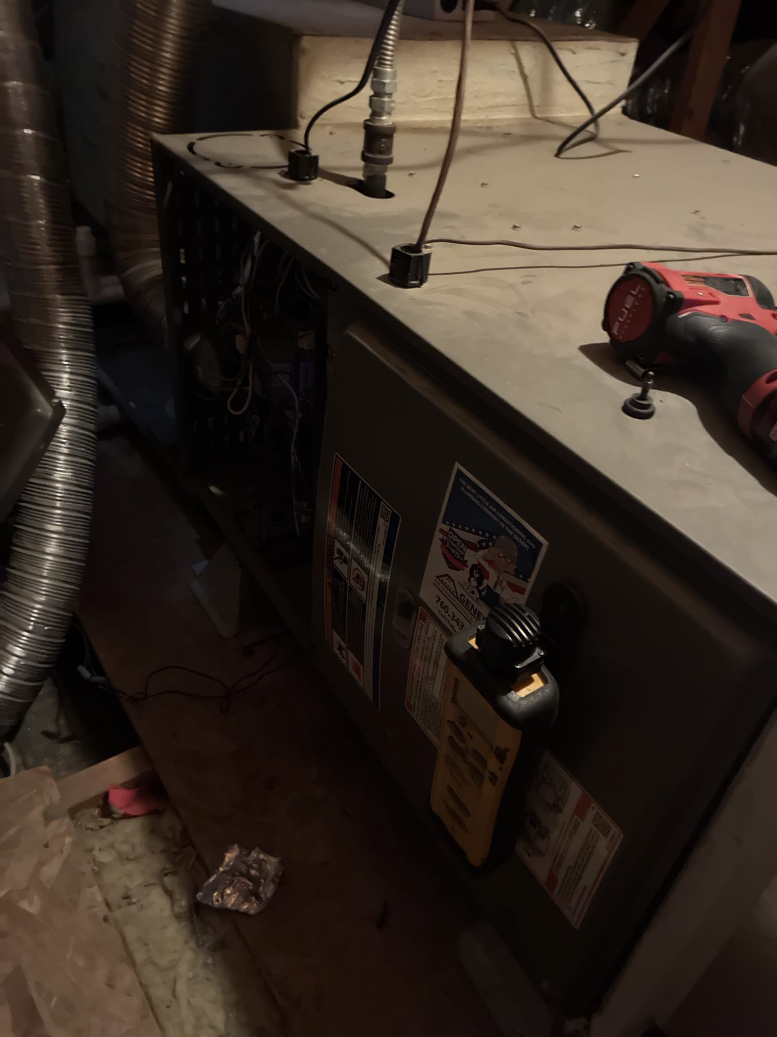 Comfort indoor service on two Lennox split systems. Fau located inside master closet attic. Replaced filters throughout the house. Flushed condensate lines in attic. Checked all heater and safety components. Blower capacitors within range. Duct work in fine shape. Found garage doesn’t have any insulation. Gave client Starbucks card and renewed on yearly agreement. 