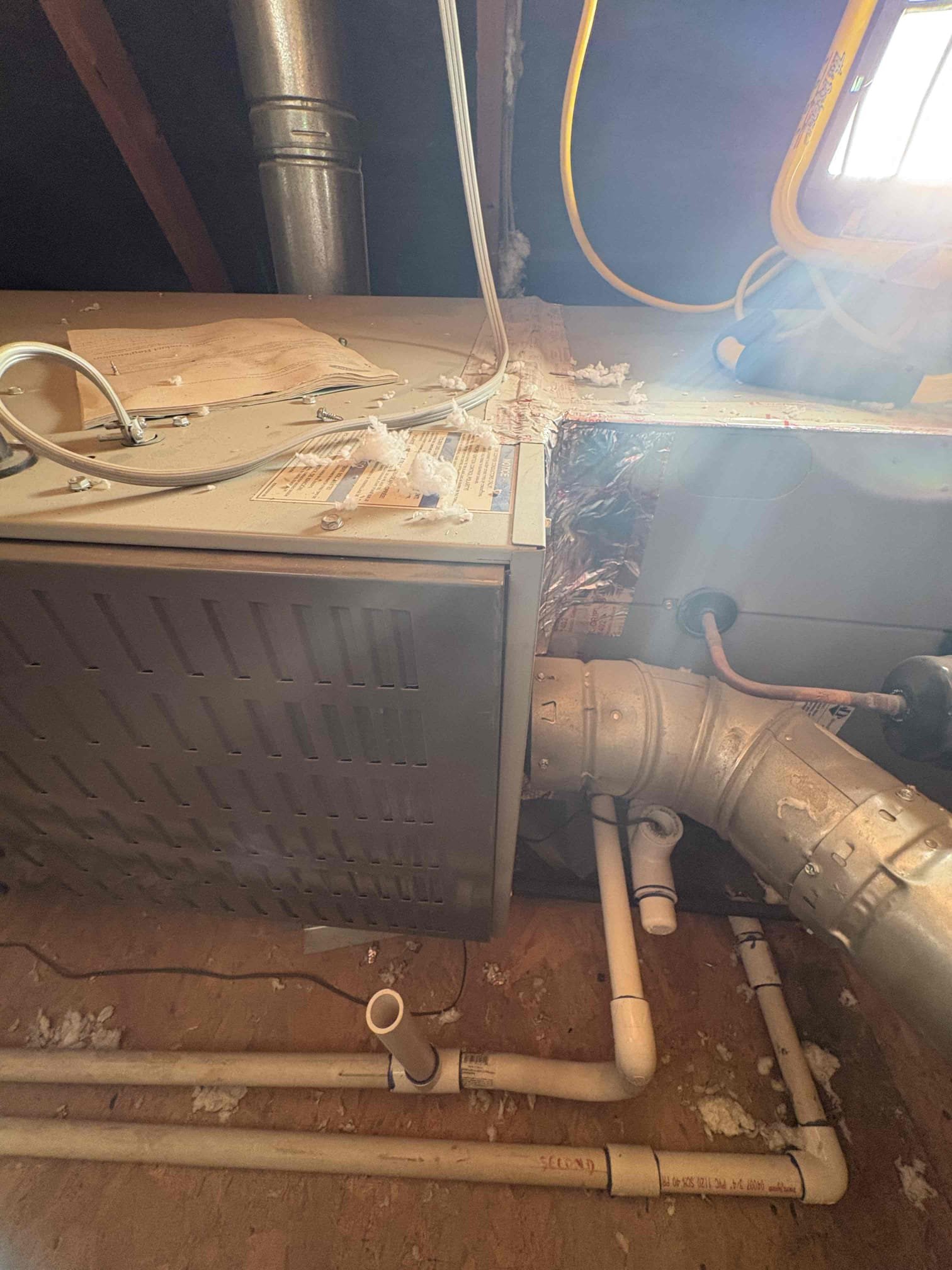Today’s safety maintenance consisted of two furnaces located in attic access. I first began with washing down the Accu clean filters located in the attic. I cleared both of the condensation lines via Jones valve with my CO2 tank. Both of these systems are heating and cooling at this time of today. Safety maintenance. The blower amps checked out in the correct range for each of these systems following with the amperage of the unit also testing out in the correct range. After replacing the Accu clean filters, I went ahead and successfully reset the calibration indicators to ensure that they are now with a green status light. Overall, both of these systems are operating to the manufacturer specs at this time of today’s safety maintenance. 