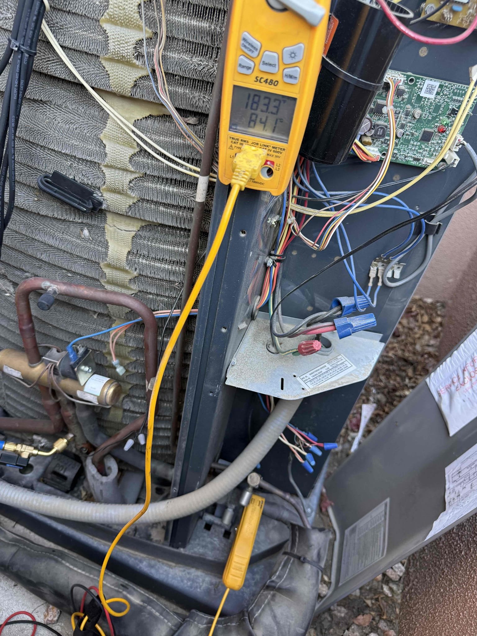 Unit. #302F , thermostat by garage door/kitchen. Same 4 flashes for suction temp sensor, traced entire wiring and found it partly damaged where it fits through electrical panel to true suction area of condenser. Fixed with fresh stripped cuts and gray wire nuts. Could not find any issue with reversing valve , appears that  the outdoor eev may have gotten stuck, performed the open and close test on eev board pins, could feel it fully open and close and numbers were good, no temp difference issues across true suction through reversing valve so doesn’t appear to have any internal leaking or stuck. Now getting 120° supply temp, other bedroom unit was off and got house up to 85° on both thermostats indoor temp. Recommended to pick her temp and just leave it, she prefers 78° in heating as she prefers it warm and always had it like that. No flashes on red led anymore. No short cycling or temperature issues. 