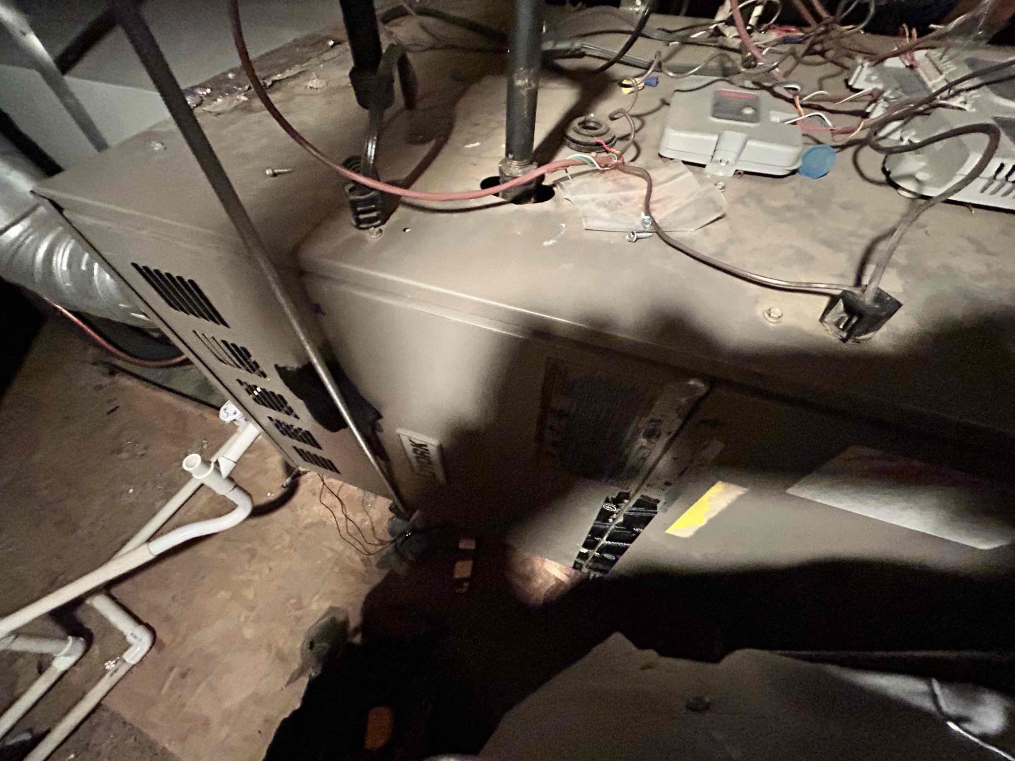 Perfeomed annual maintenance on 2005 Gorg Gas Furnace
* Replaced air filters, changing from 20 x30 n 14x14 filters.
* Checked the temperature rise across the furnace.
* Inspected and tested the gas valve and safety switches.
* Inspected the flame sensor, hot surface igniter, and blower motor capacitor.
* Checked the circuit board; no fault alerts were present.
* Cleared the condensate/drain line and verified proper drainage.
* Inspected the ductwork and plenum; no signs of damage or collapse were observed.
 The furnace is operating properly at the time of service. Annual maintenance was completed, and no active circuit board alerts were observed.
System operating normally upon completion of maintenance.