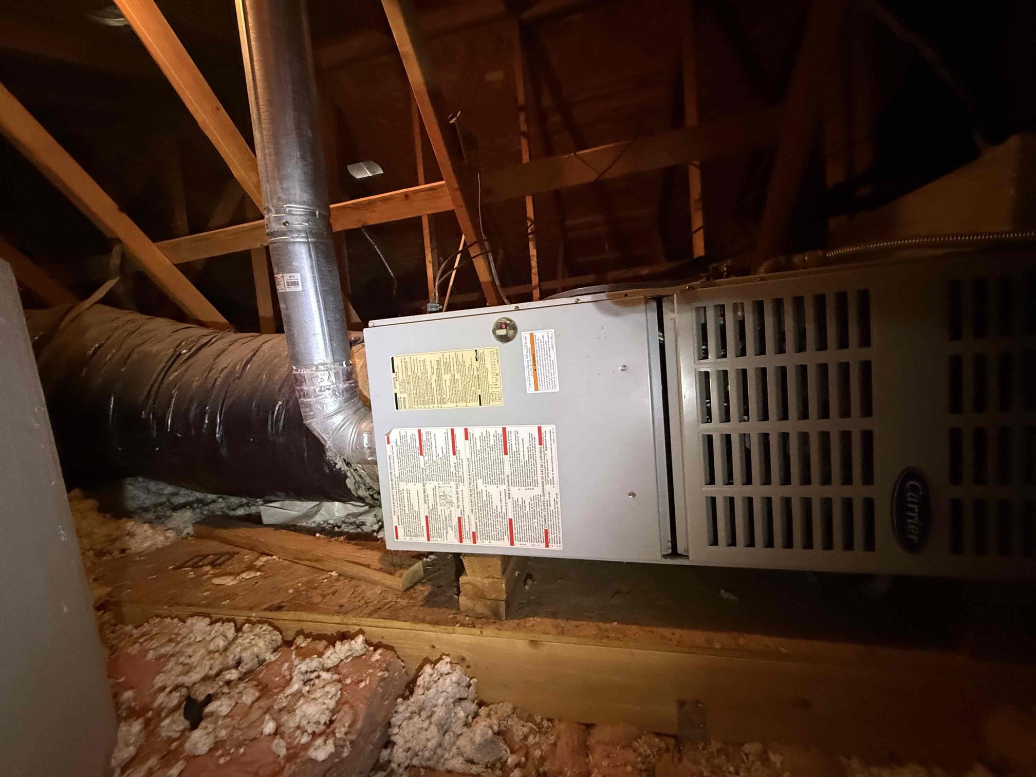 Performed indoor unit and heating maintenance on Creiwe 80% gas furnace in master closet attic. Venstar thermostat working properly, cycled heating from thermostat. Replaced 20x30 ceiling filter. Cleaned out burner compartment. Cleared condensation drains. Checked all heating, safety, and electrical components; all working properly and safely. Gave Starbucks gift card.