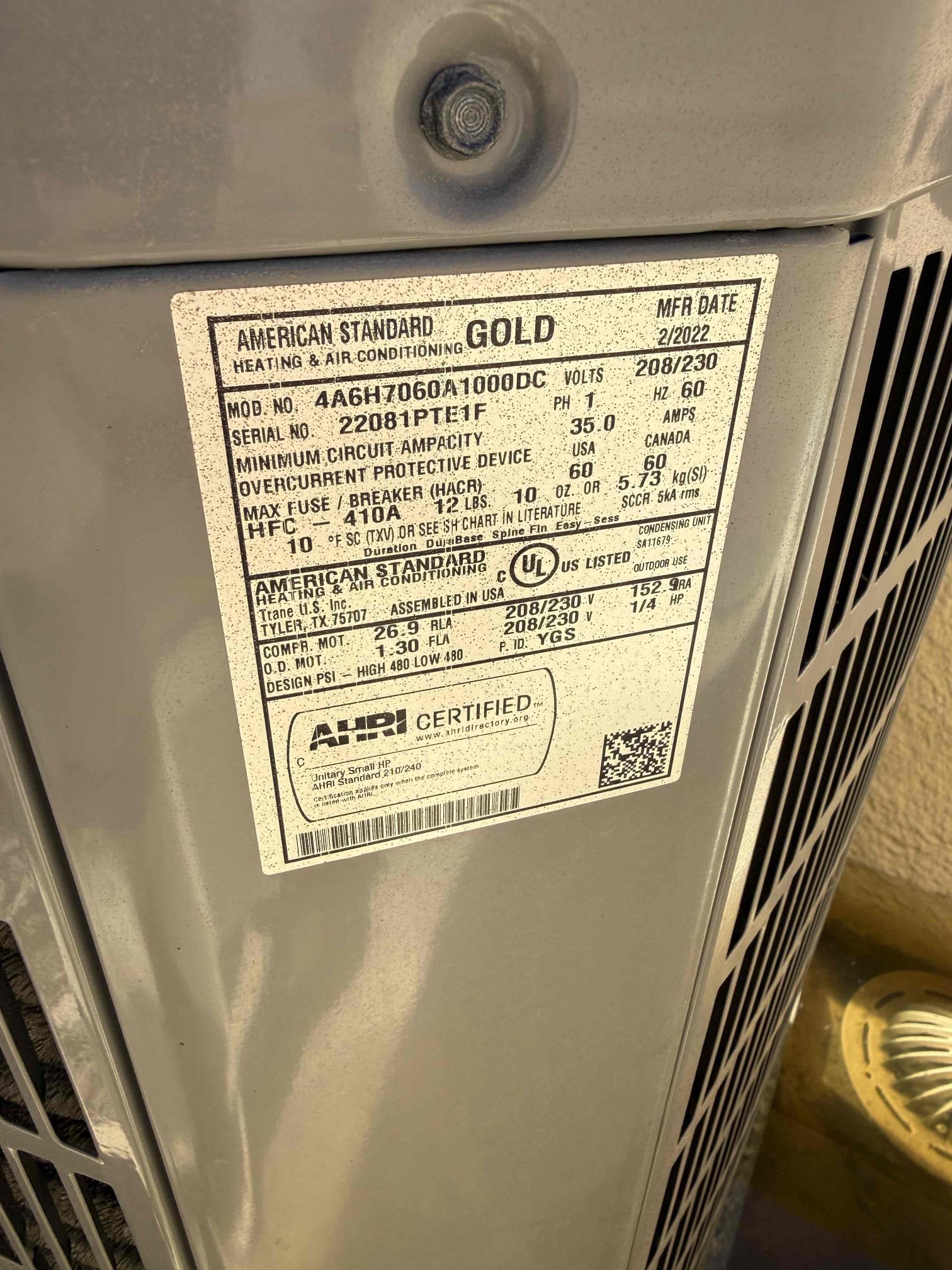 Found 2022 condenser almost flat. Found leak where painted compressor body meets suction line. Not repairable. Homeowners have JB Hassle-Free warranty so compressor and refrigerant charge is covered. Called Howard Distribution and eta doe compressor us